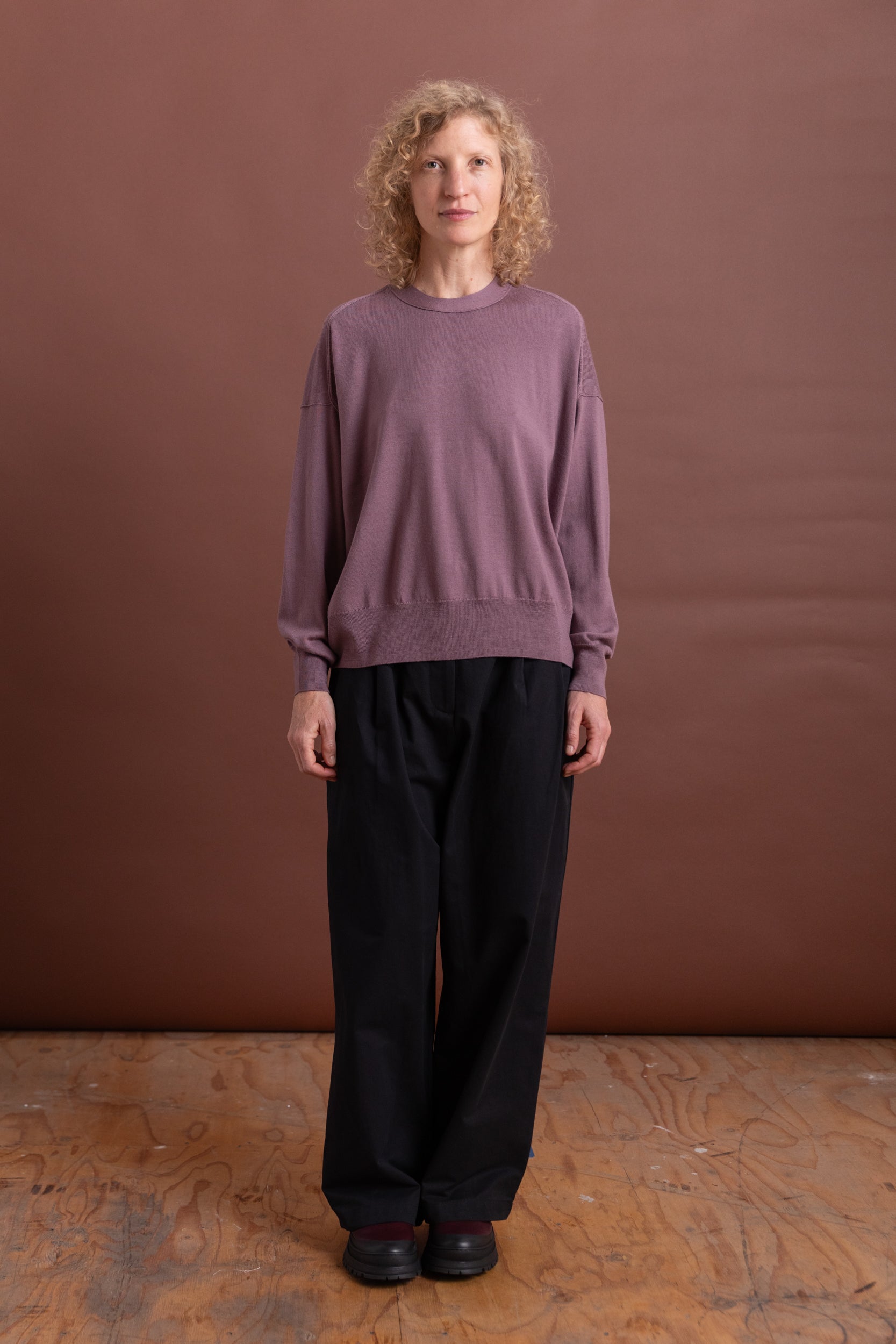 DESCEND TOP IN MAUVE MERINO KNIT