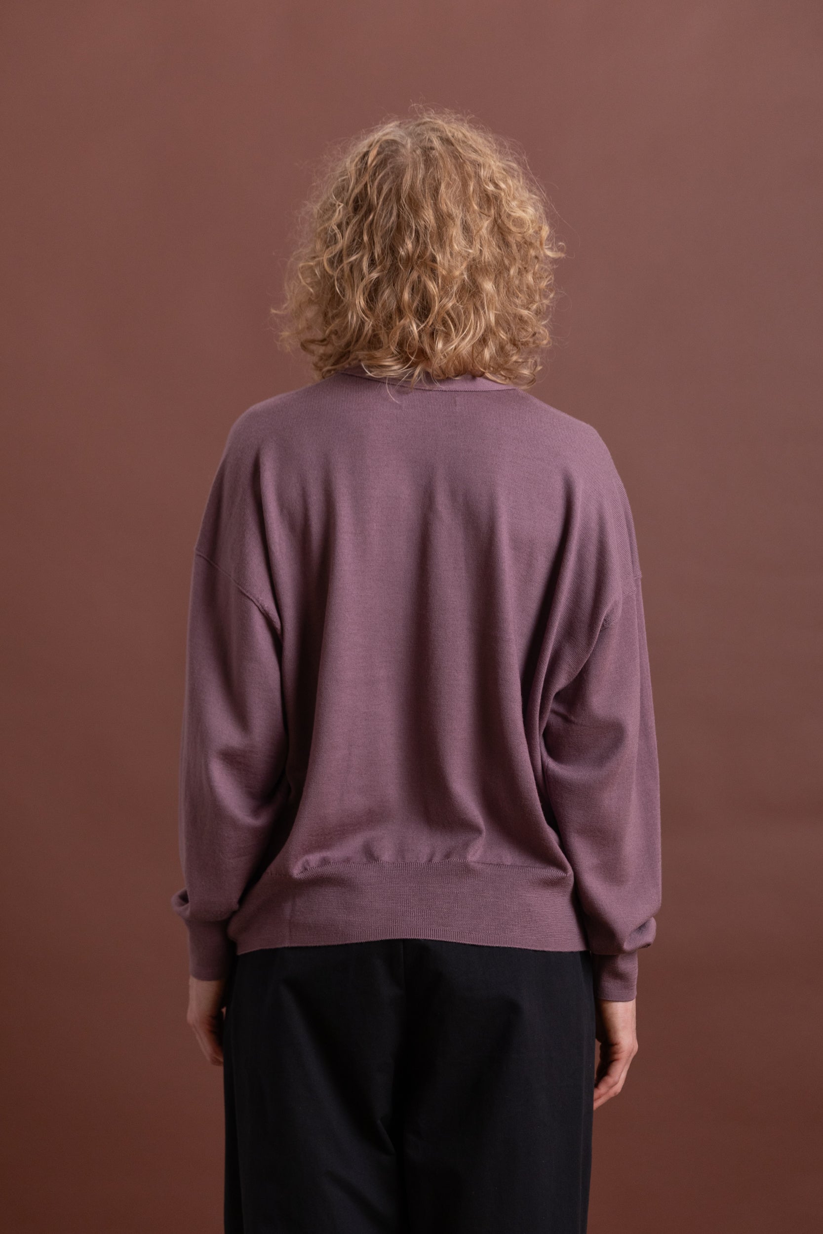 DESCEND TOP IN MAUVE MERINO KNIT
