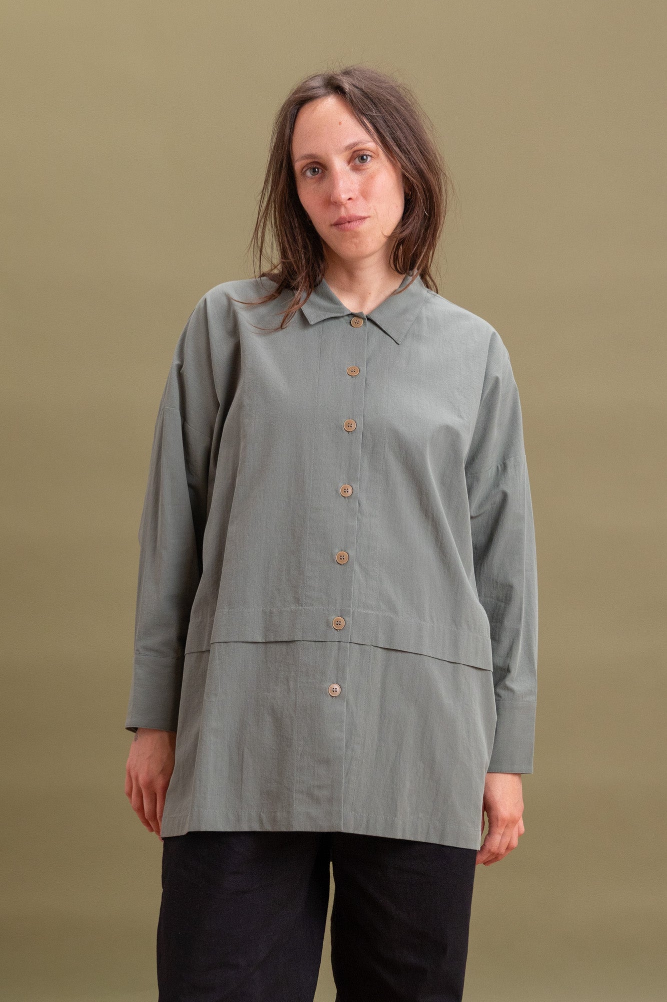 PLEIN LONG SLEEVE SHIRT IN OLIVE