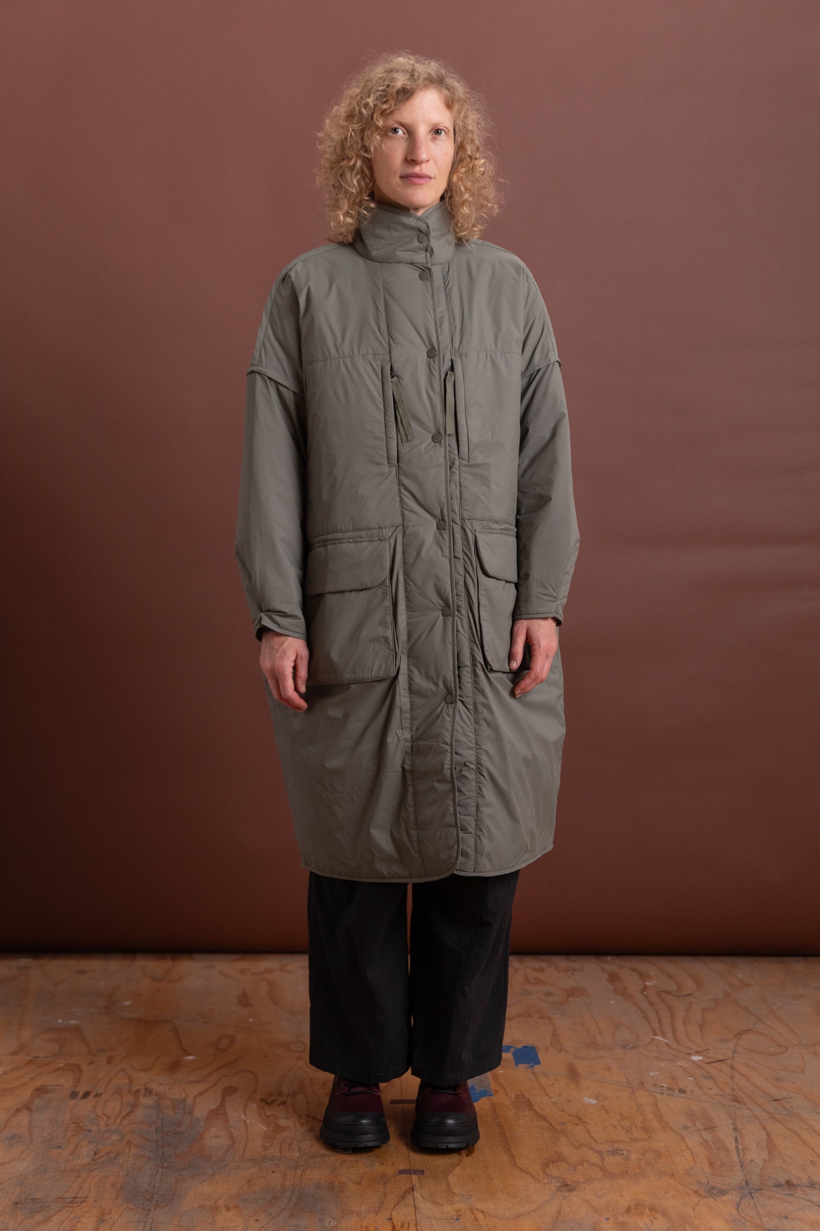 【新品未使用】REFINED POCKET DETAIL COAT Black Wool Military Coat for Women | Stand Collar Winter Overcoat