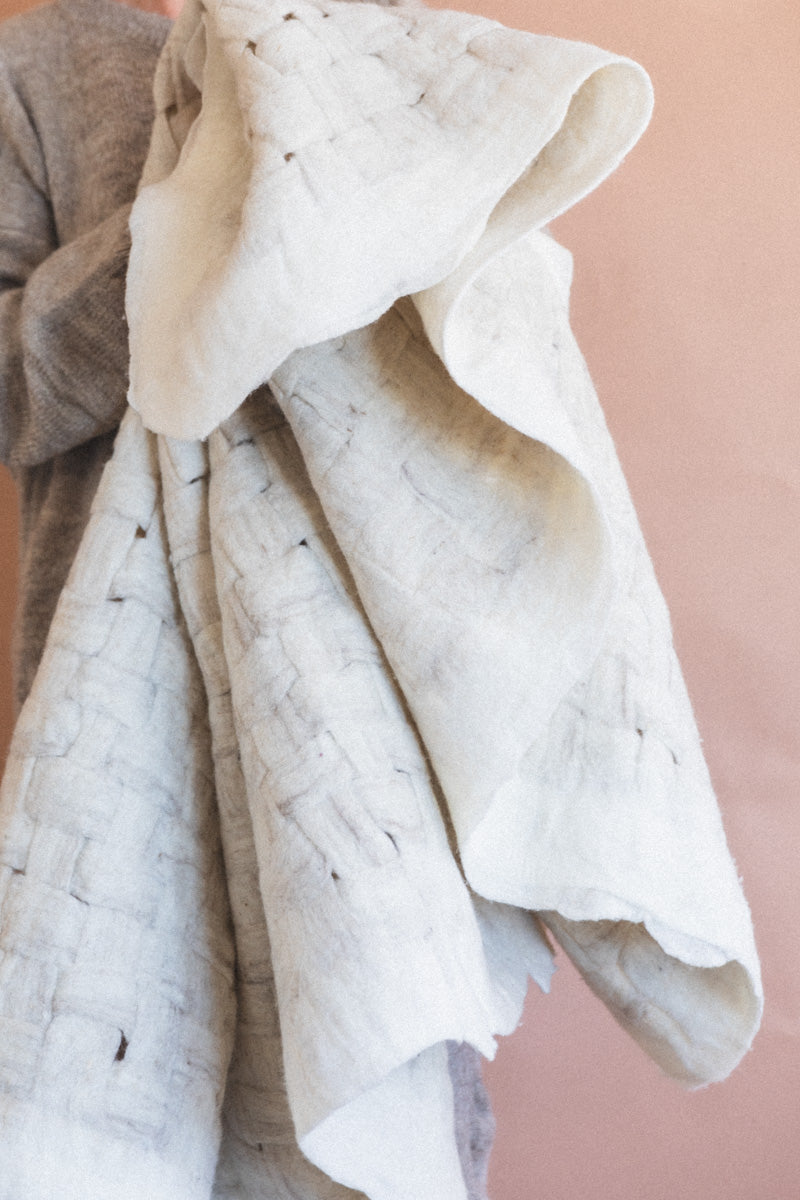 FELTED WOOL LATTICE BLANKET