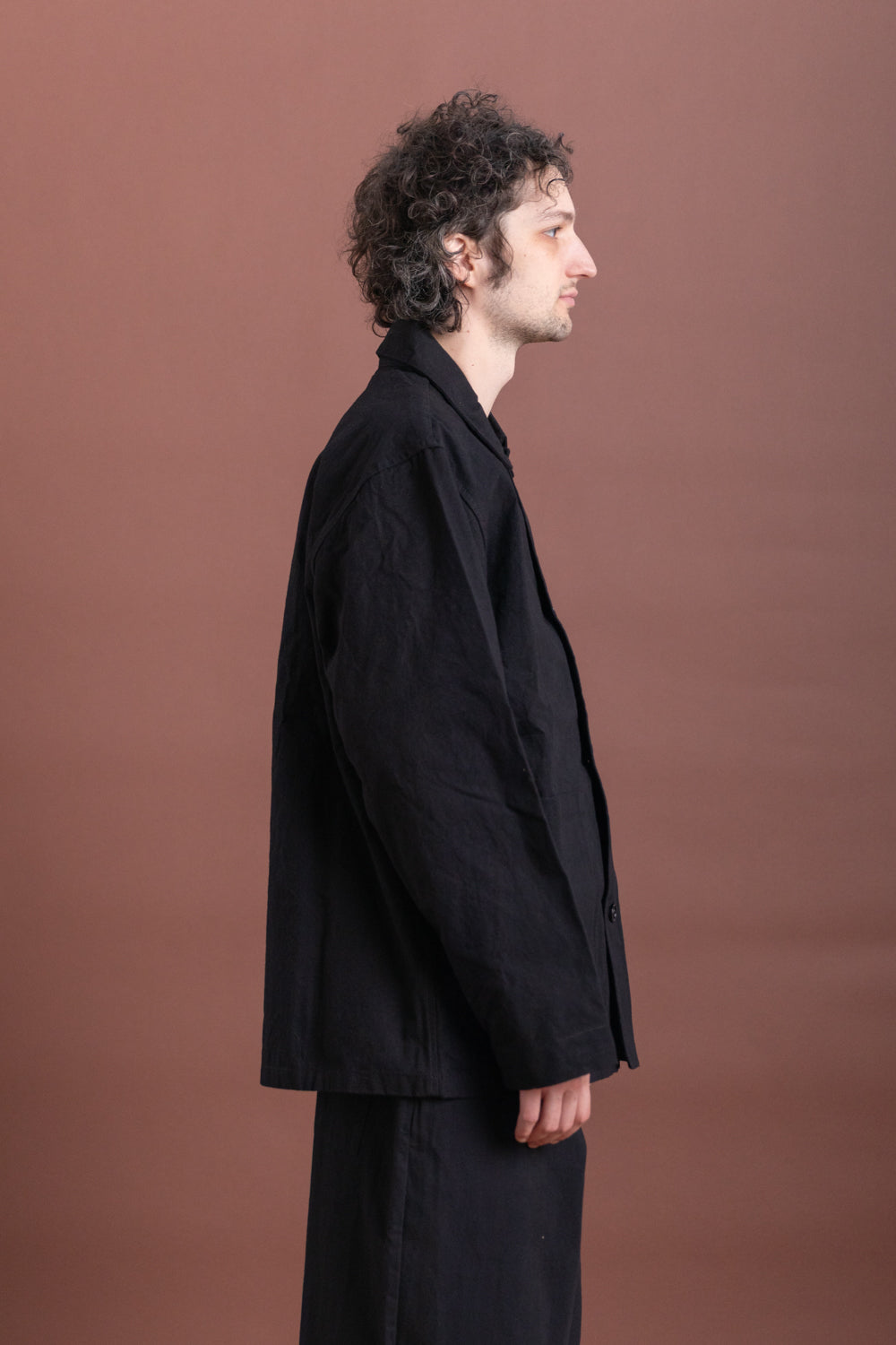 R19 02 COVERALL JACKET IN BLACK WAX