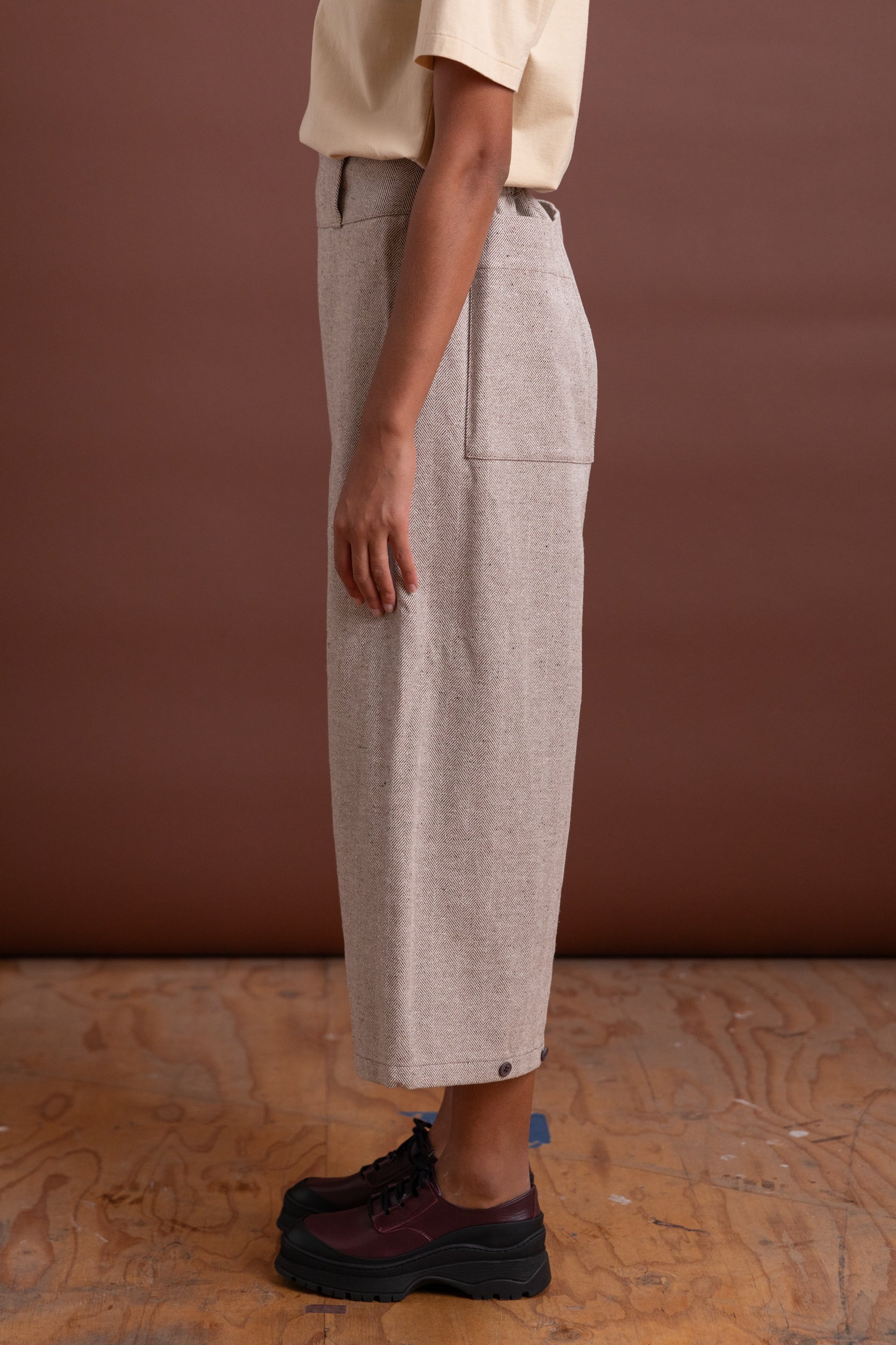 R19 P3 BUCKET PANTS IN GRAVEL HERRINGBONE