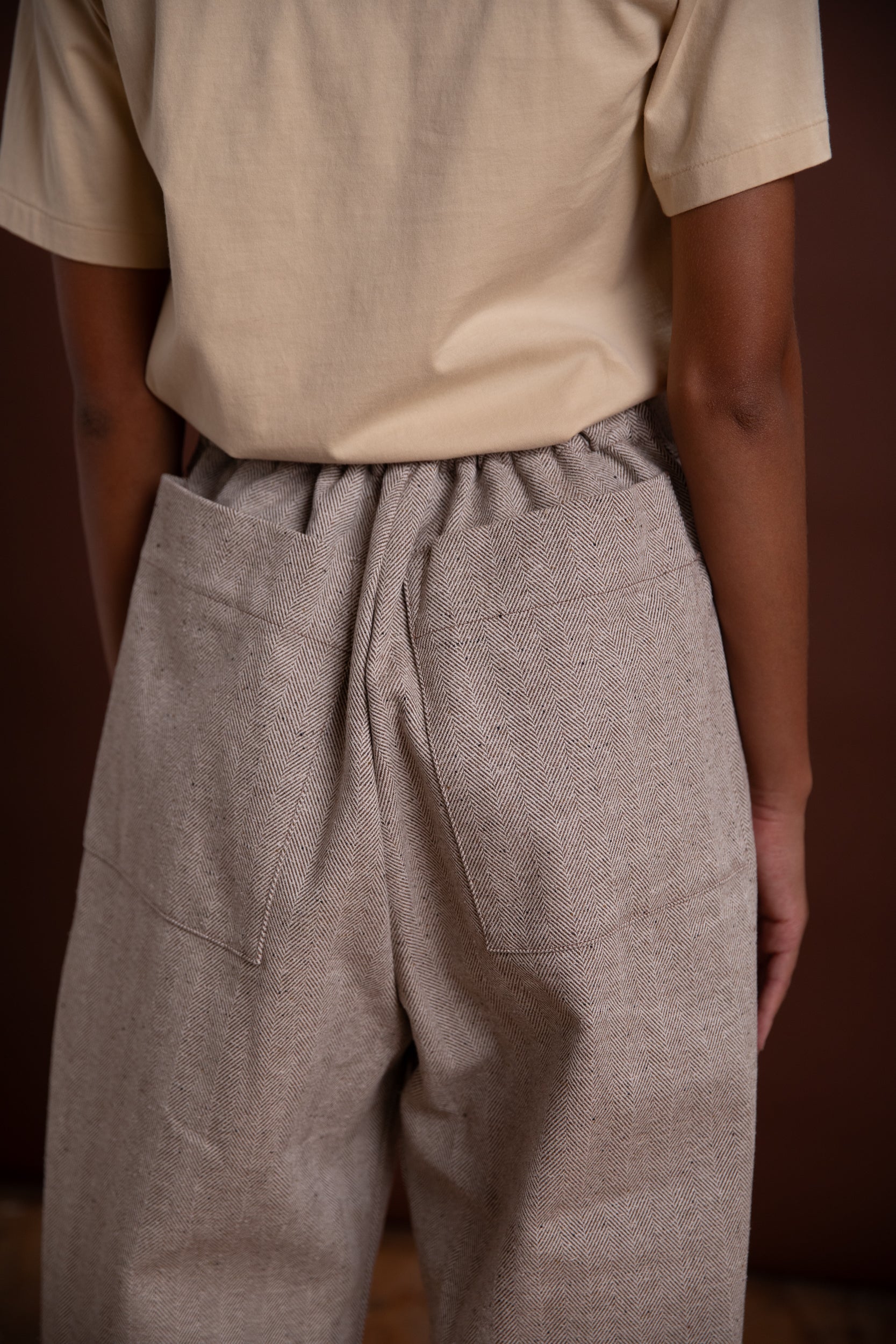 R19 P3 BUCKET PANTS IN GRAVEL HERRINGBONE