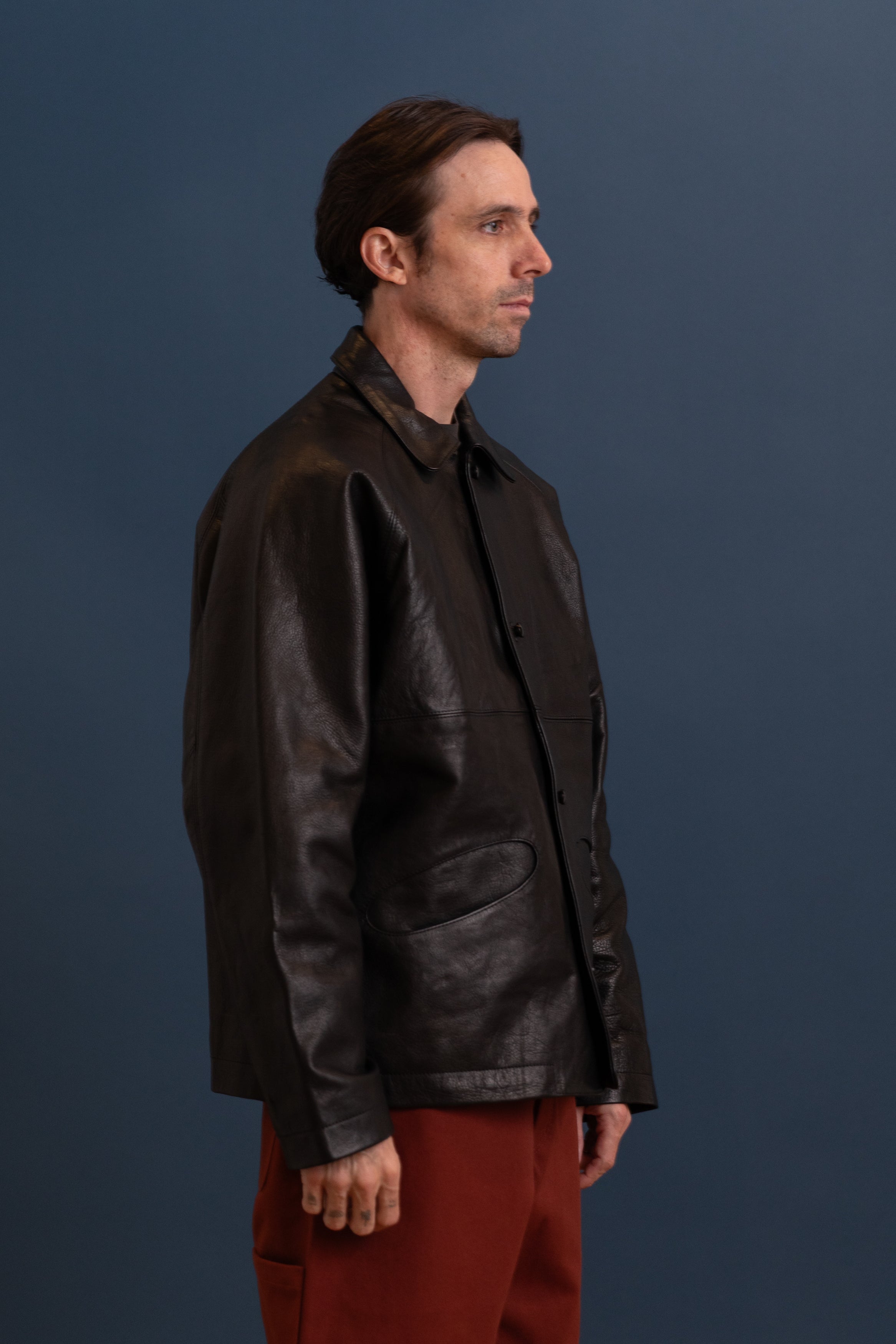 R21 L3 BOAT SHIRT IN BLACK HIDE