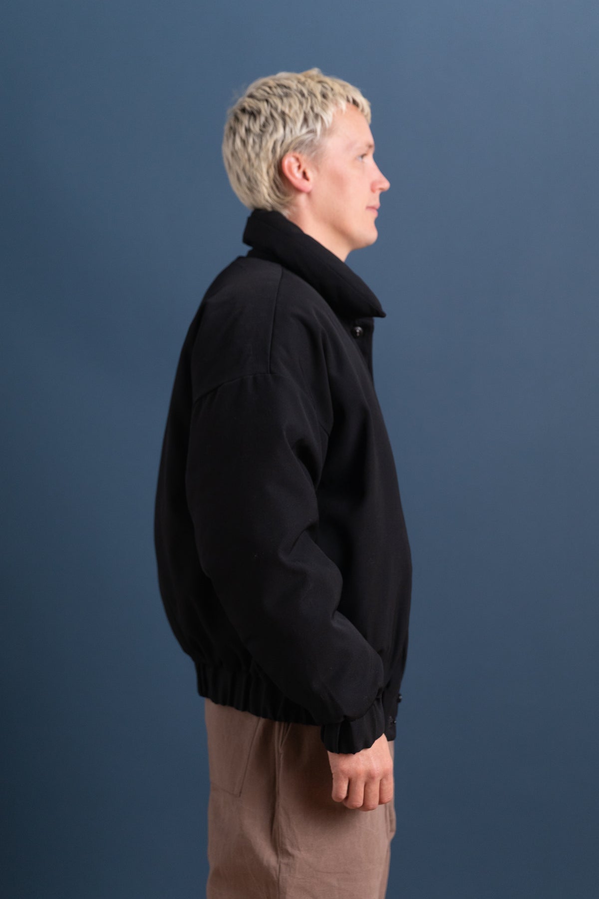 R21 D6 DOUBLE DOWN BLOUSON IN BLACK IMPACT WOOL