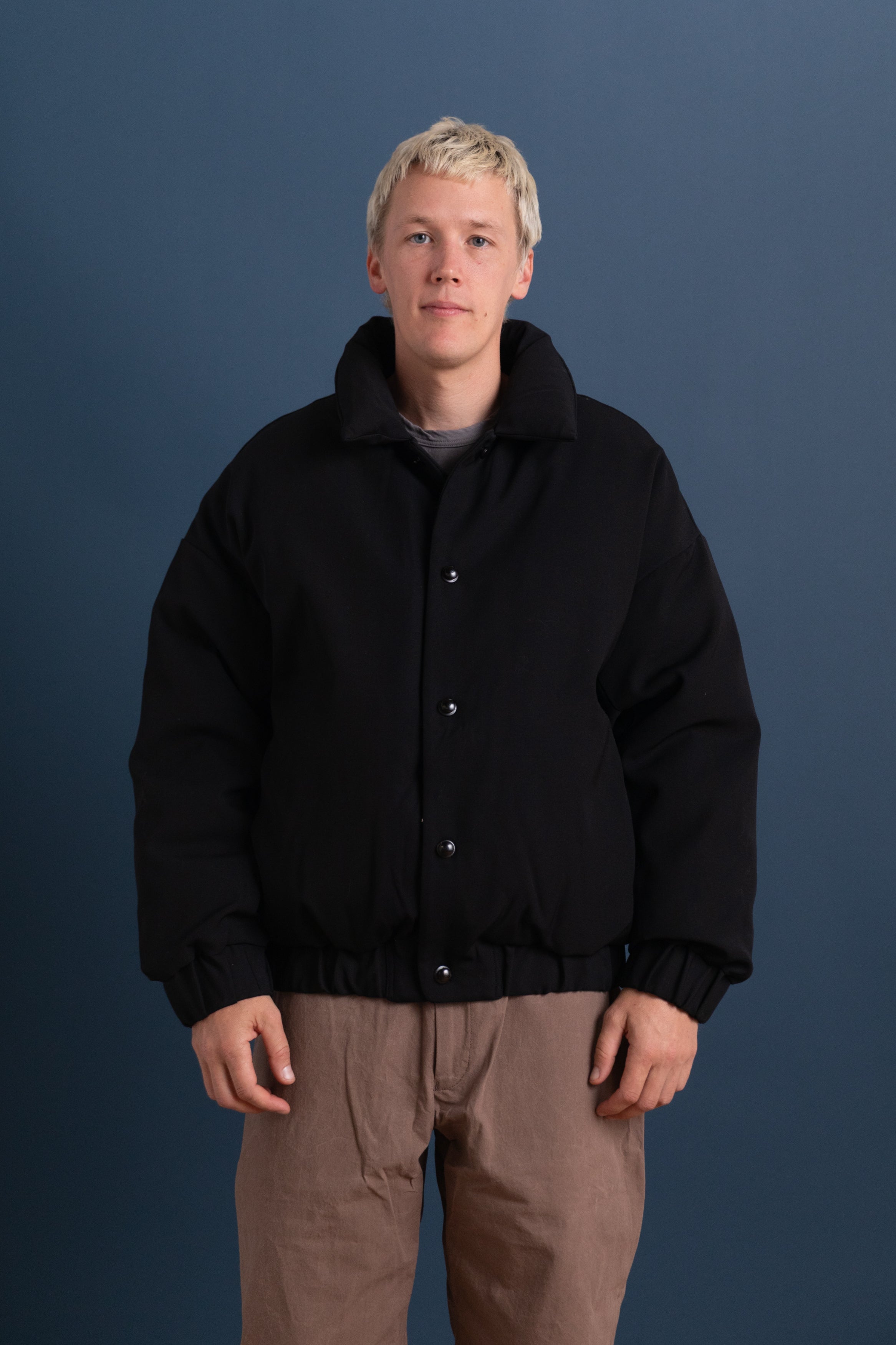 R21 D6 DOUBLE DOWN BLOUSON IN BLACK IMPACT WOOL