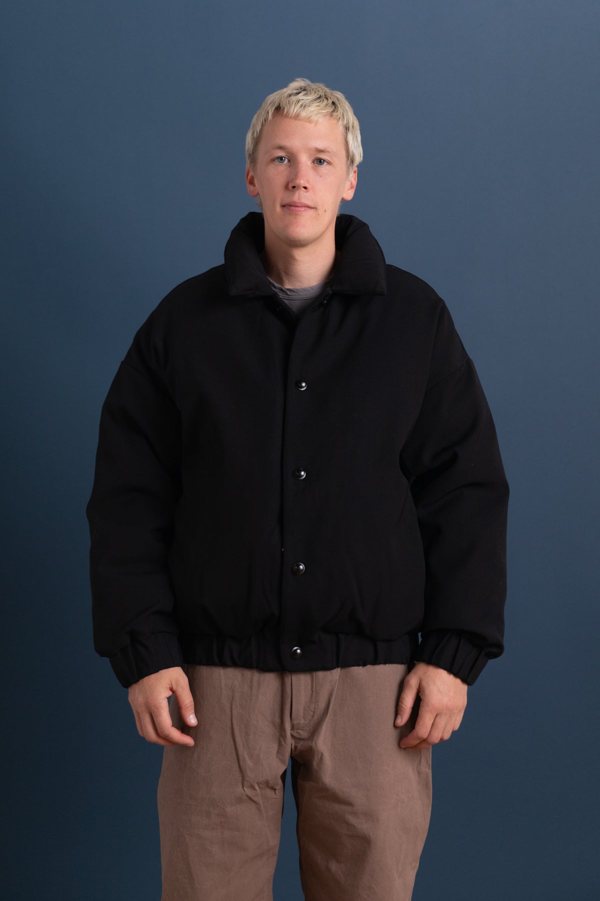 R21 D6 DOUBLE DOWN BLOUSON IN BLACK IMPACT WOOL