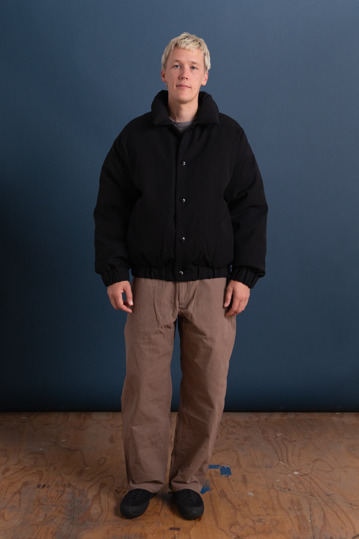 R21 D6 DOUBLE DOWN BLOUSON IN BLACK IMPACT WOOL