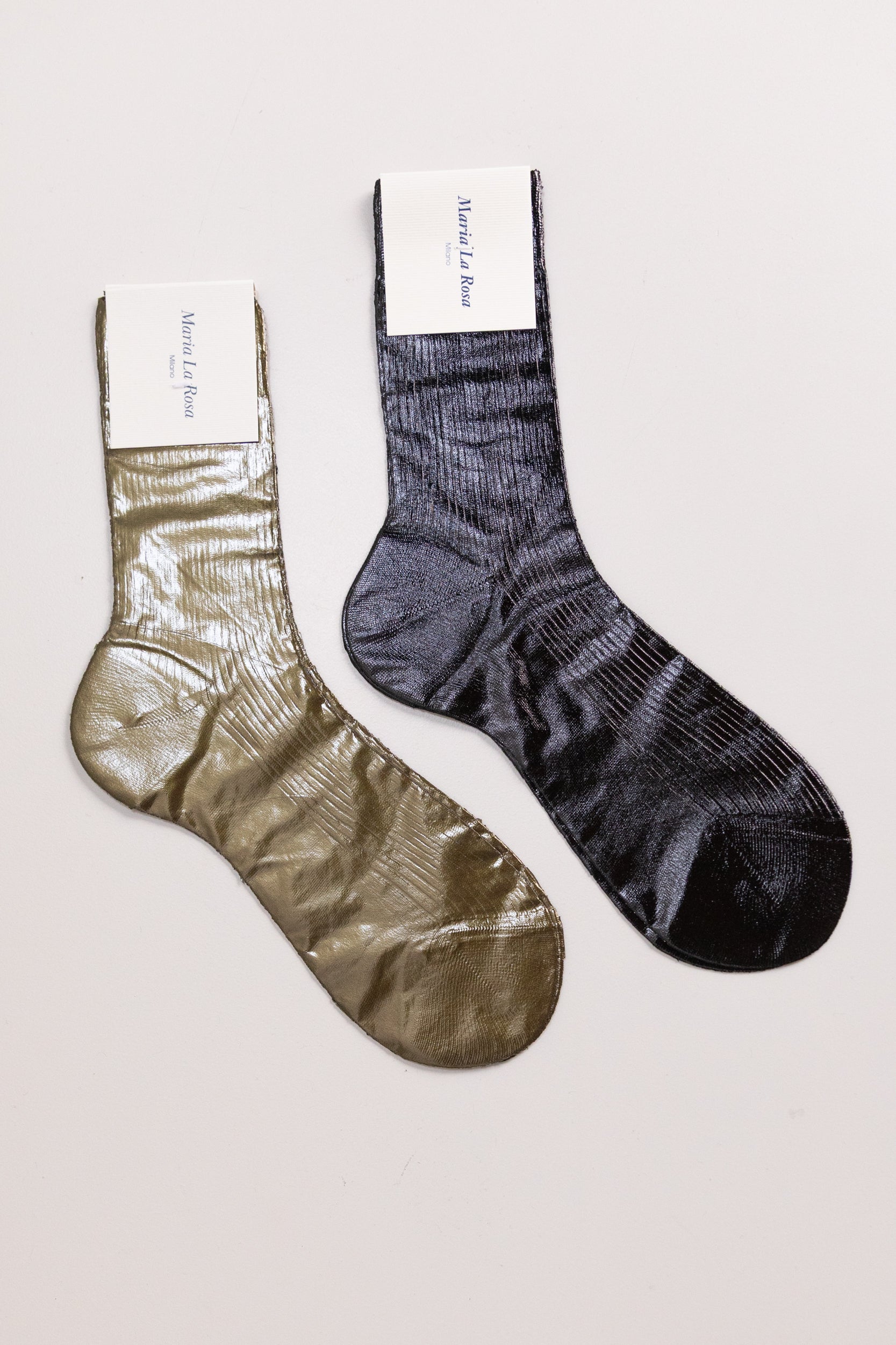 ONE RIBBED LAMINATE SOCKS IN BLACK