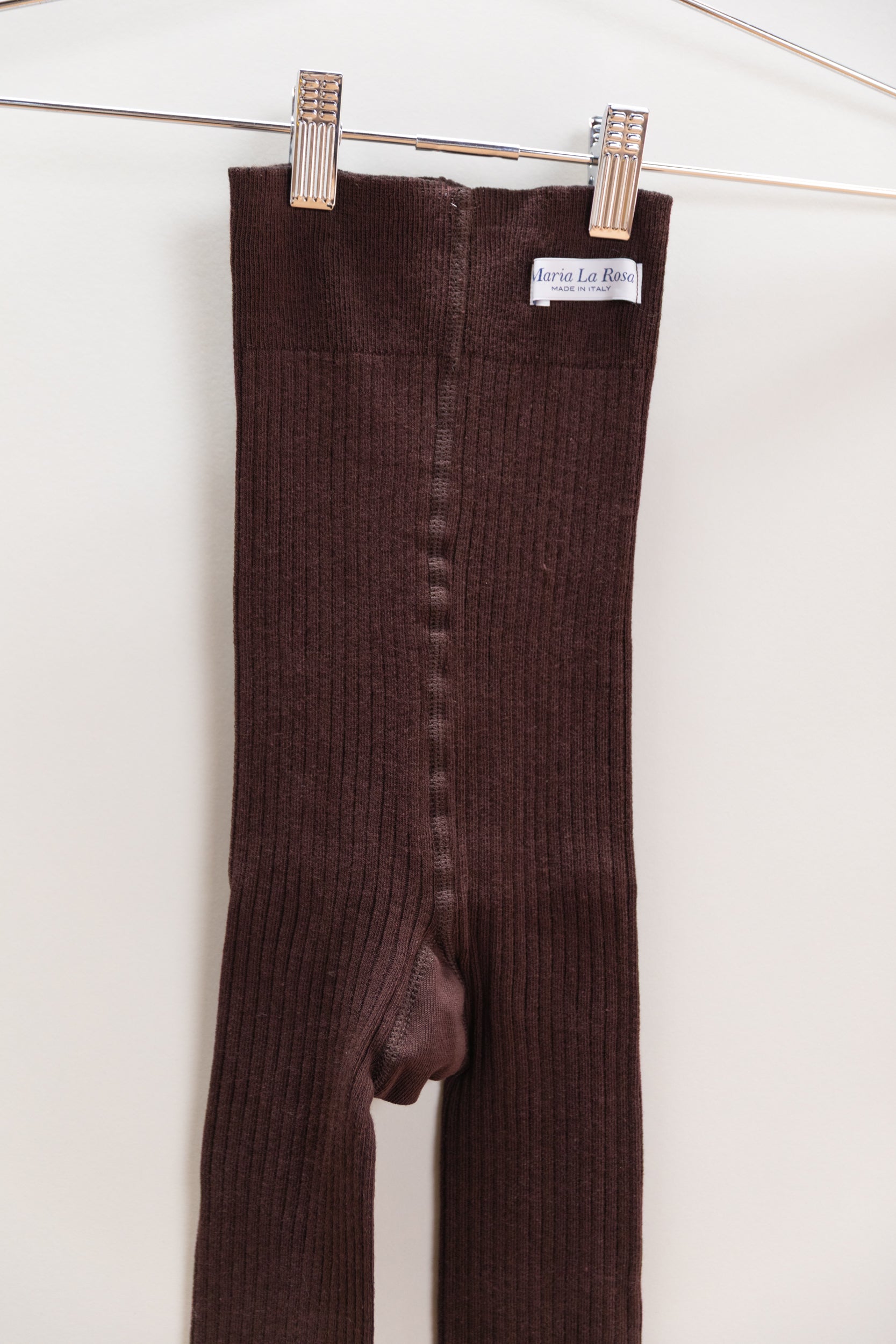 COTTON RIBBED TIGHTS IN BROWN