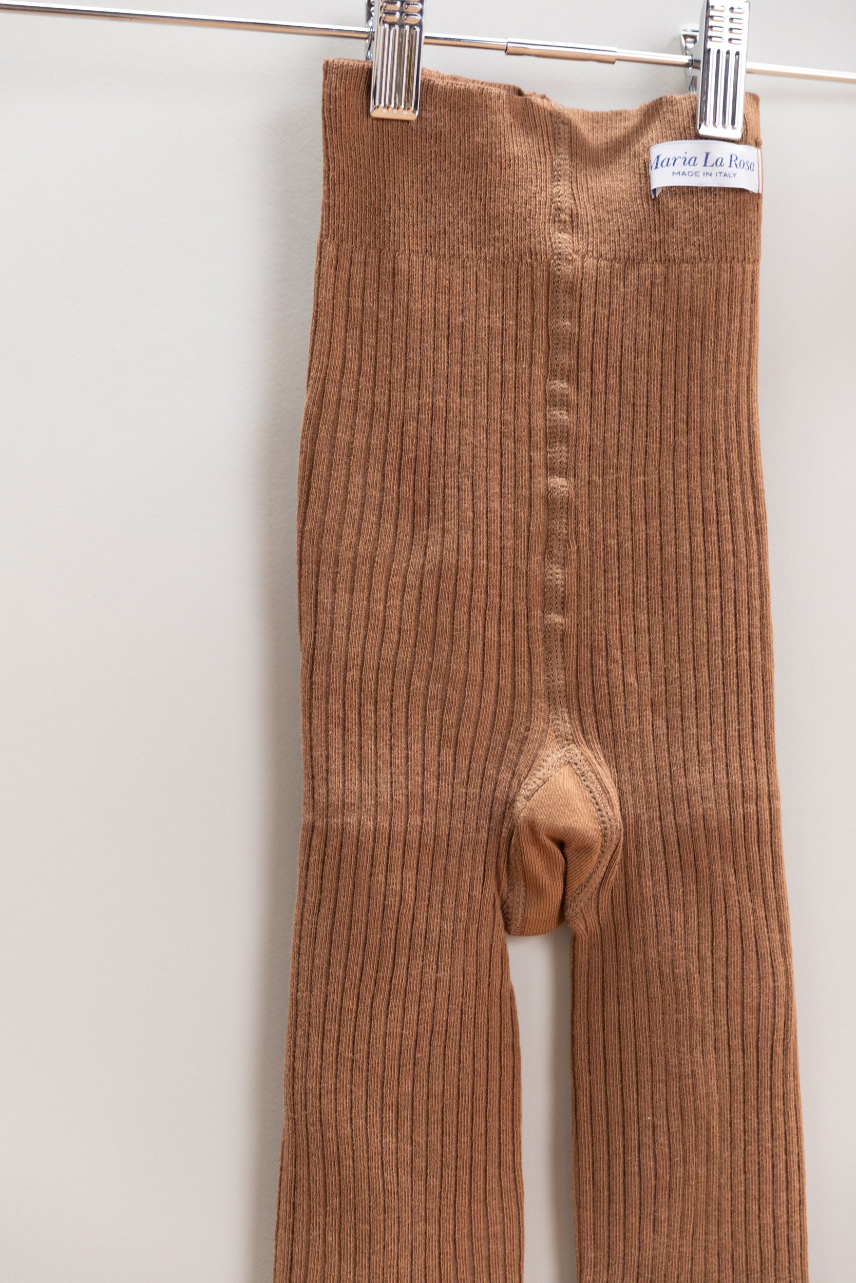 COTTON RIBBED TIGHTS IN LICORICE