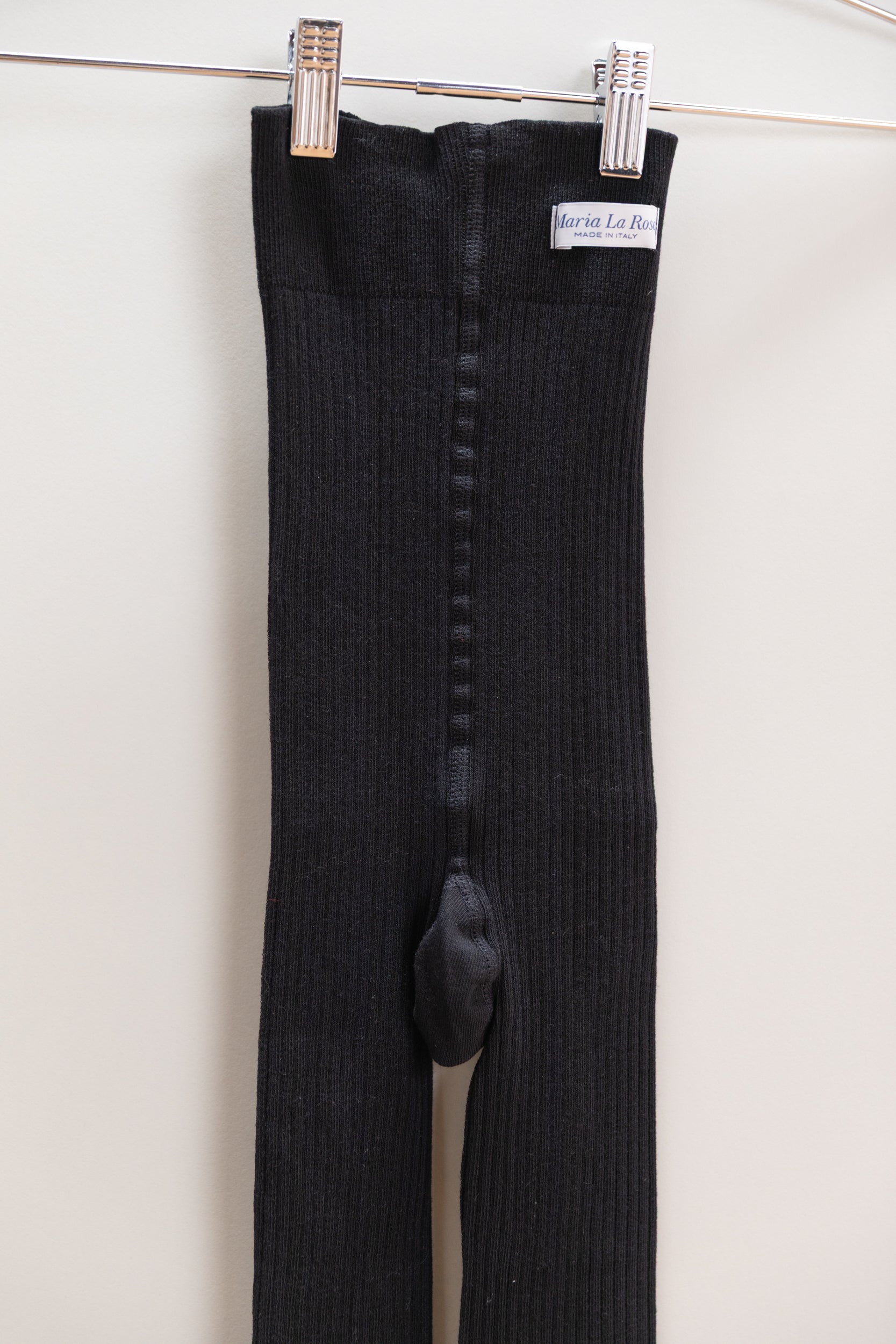 COTTON RIBBED TIGHTS IN BLACK