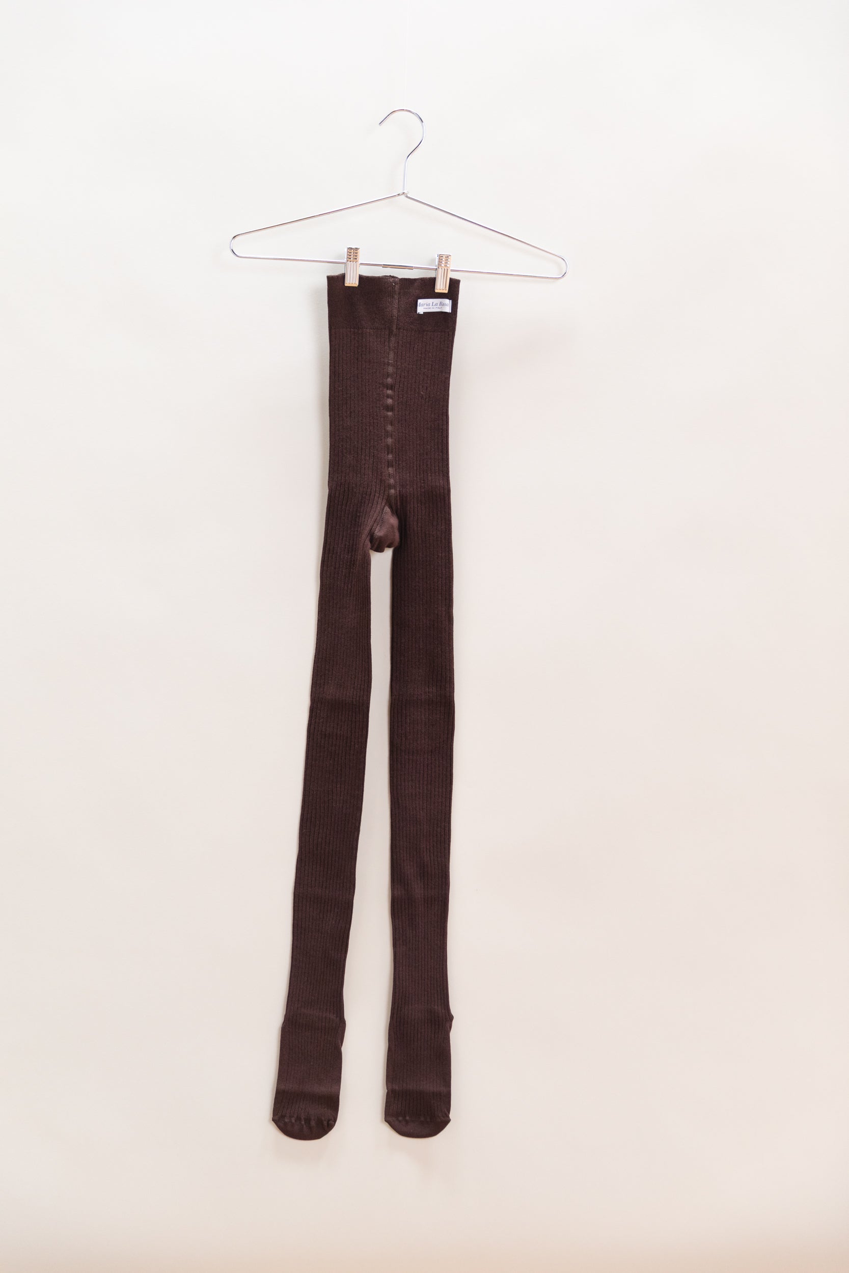 COTTON RIBBED TIGHTS IN BROWN