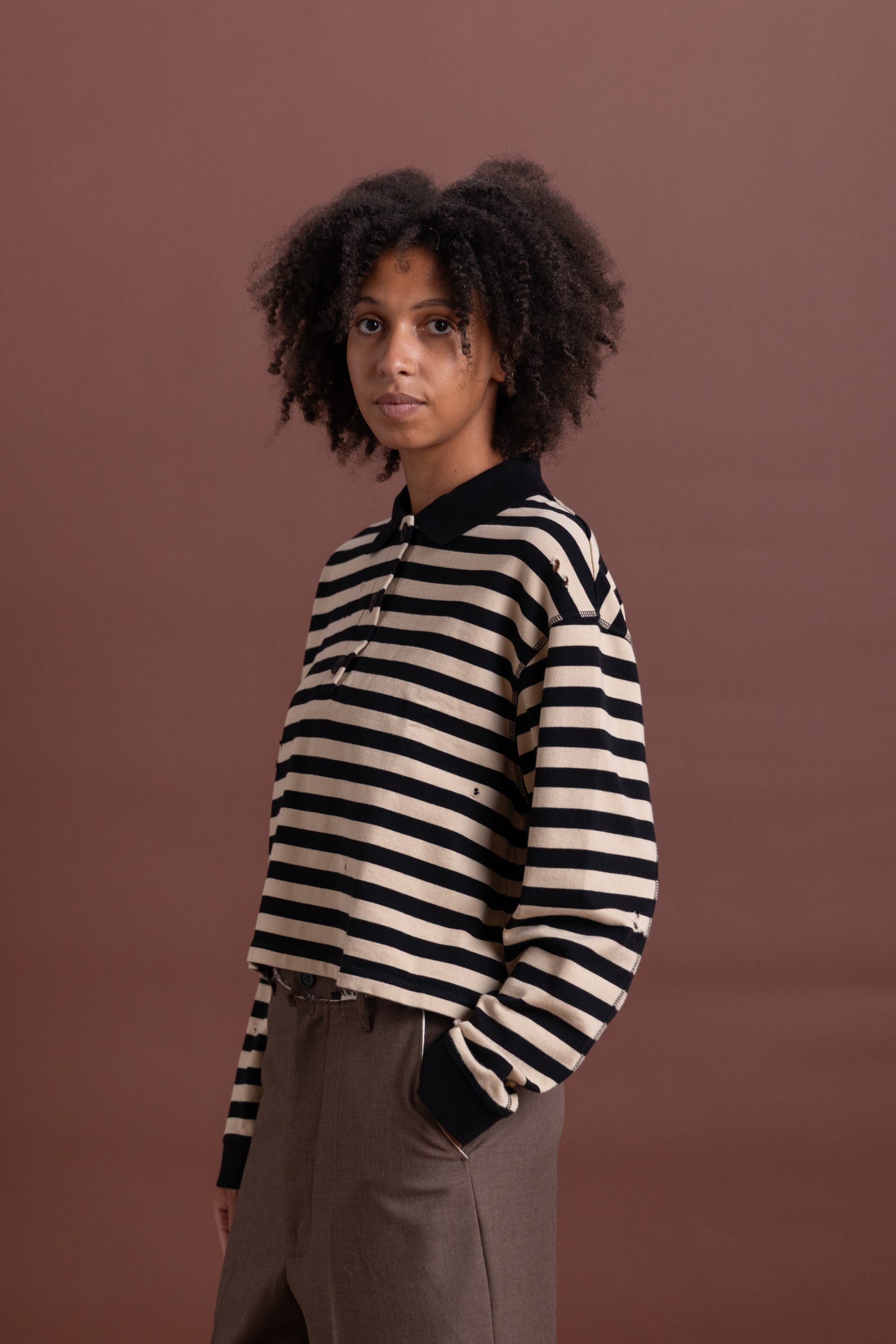 CROPPED FRACTURED POLO