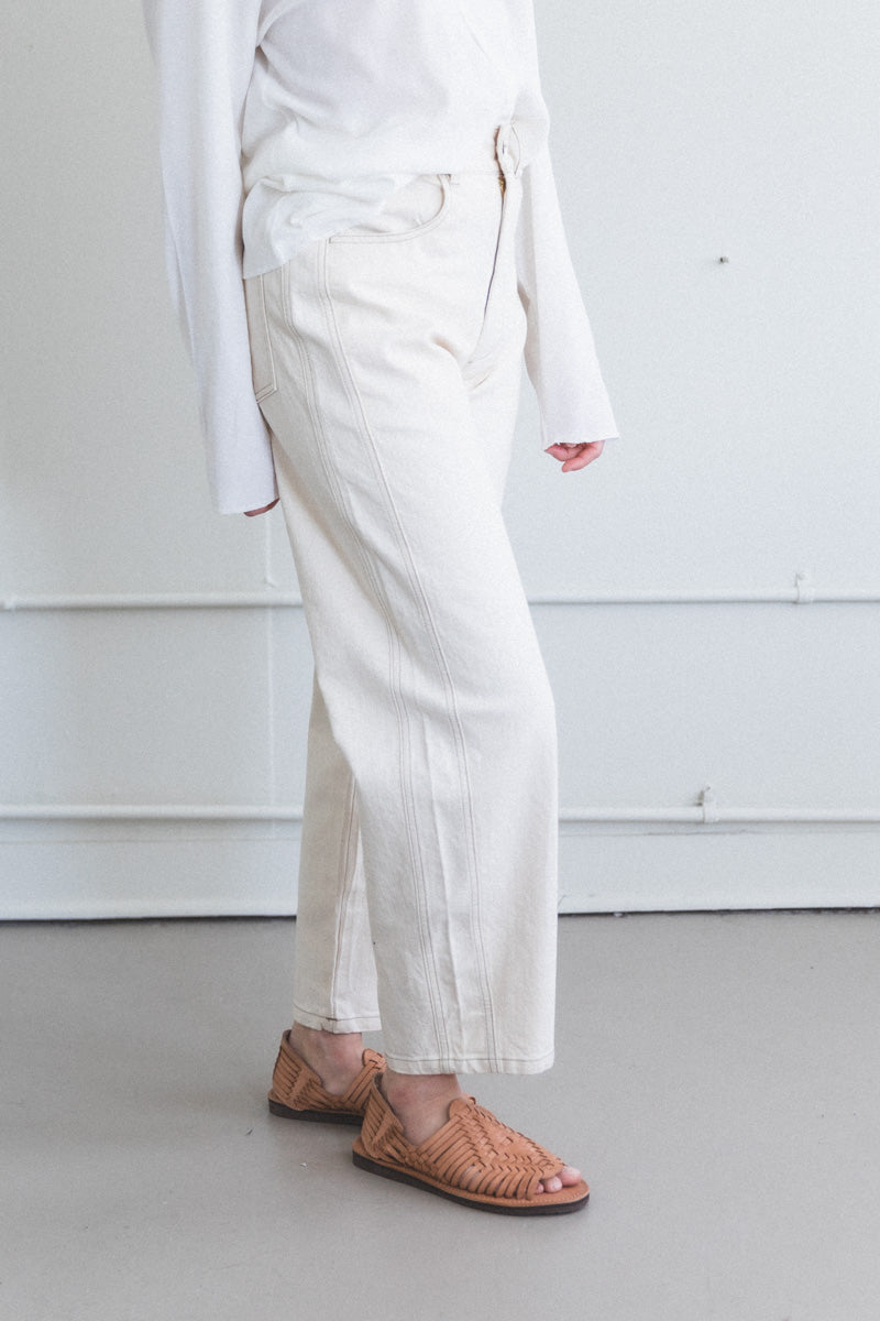 PANEL JEAN IN CREAM DENIM