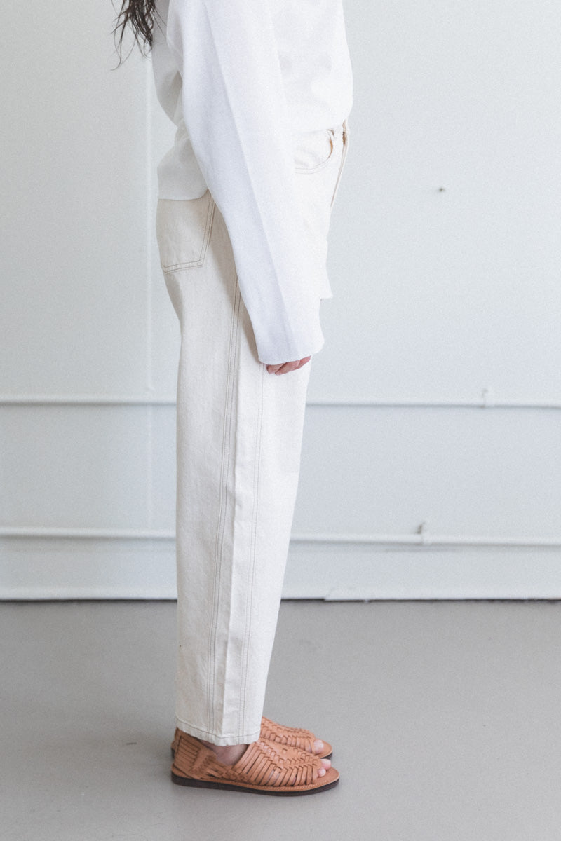 PANEL JEAN IN CREAM DENIM