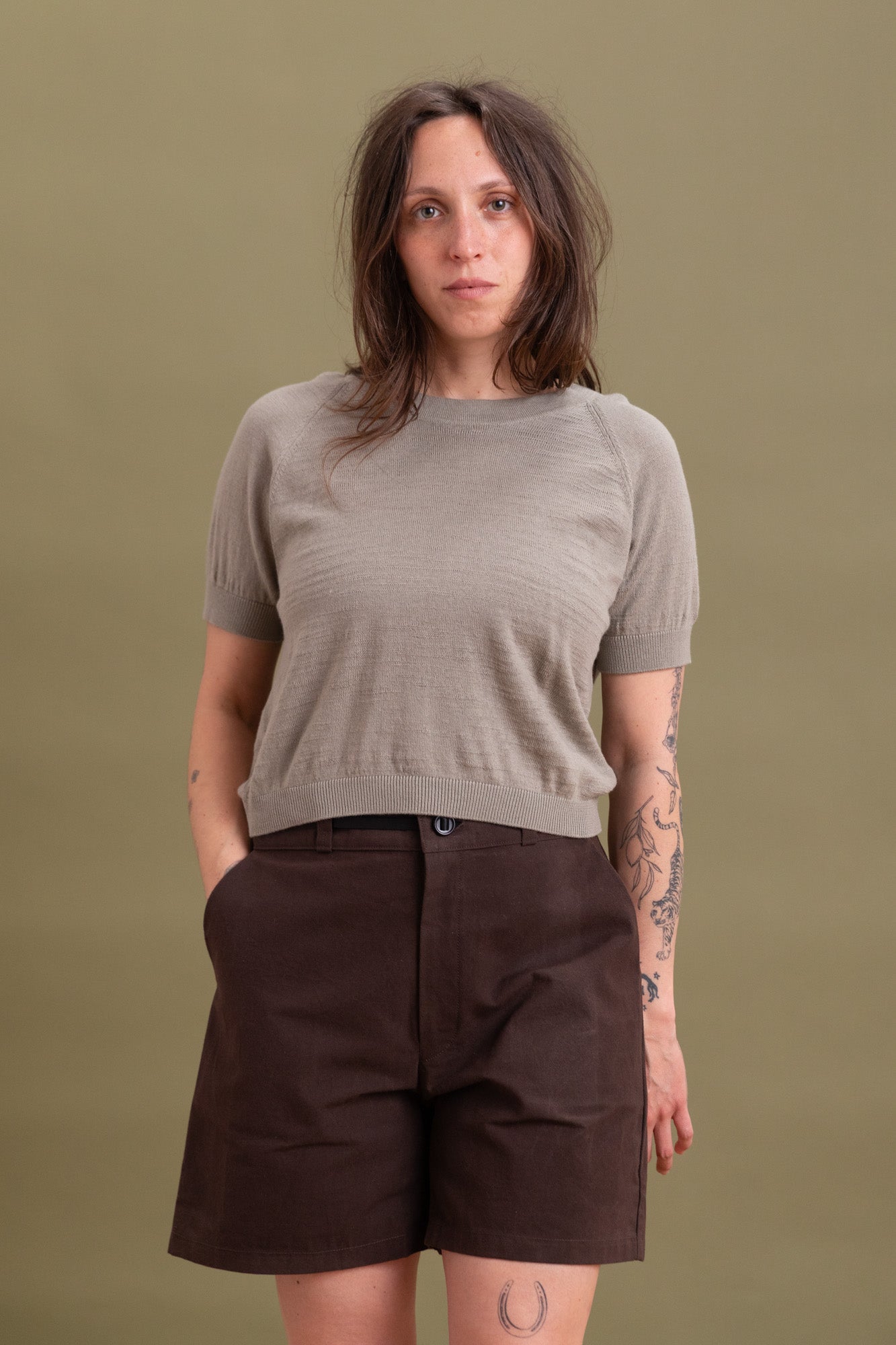 RAGLAN TEE IN FOG GREEN