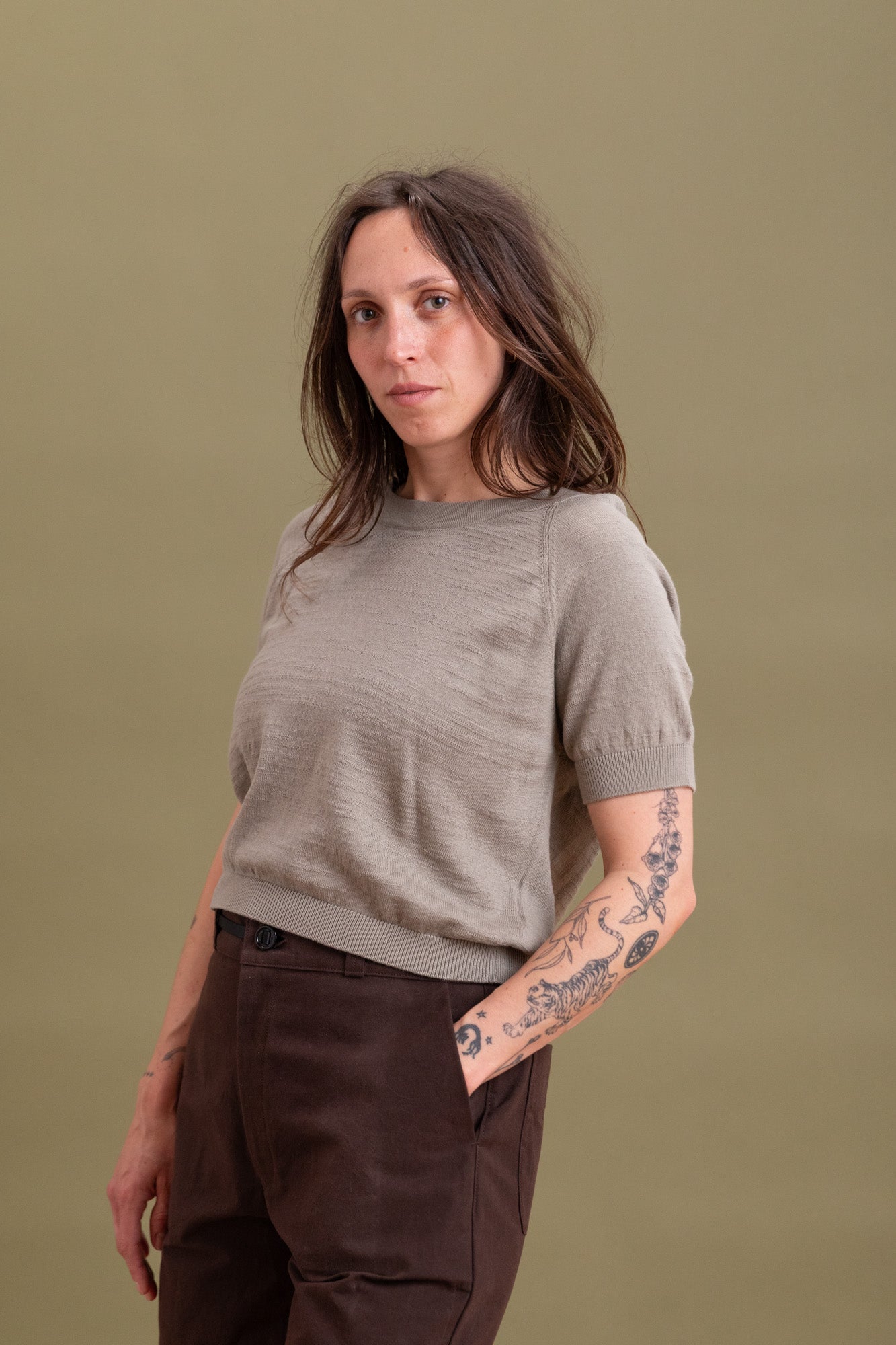 RAGLAN TEE IN FOG GREEN