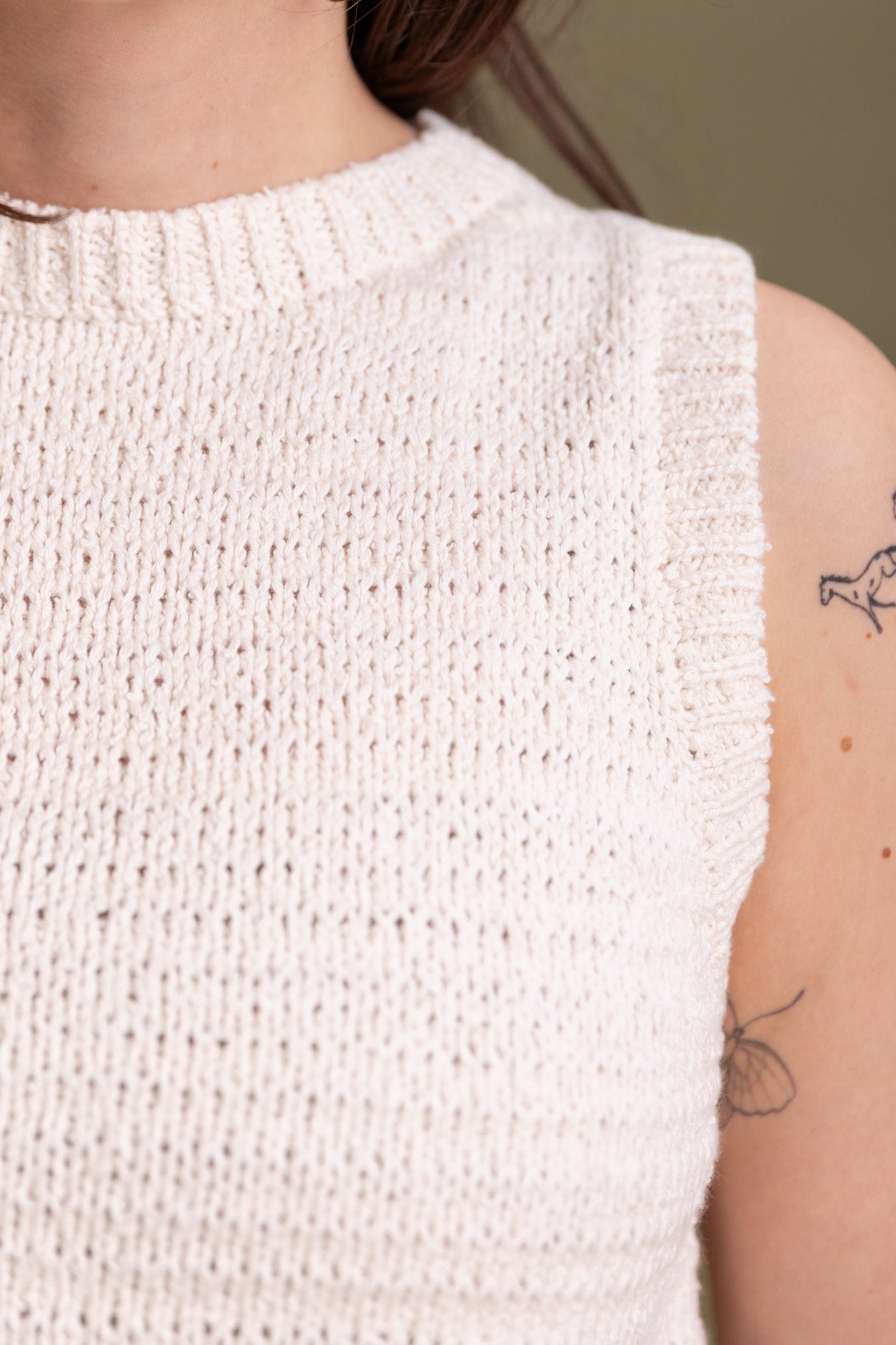 RIBBON TANK IN CREAM