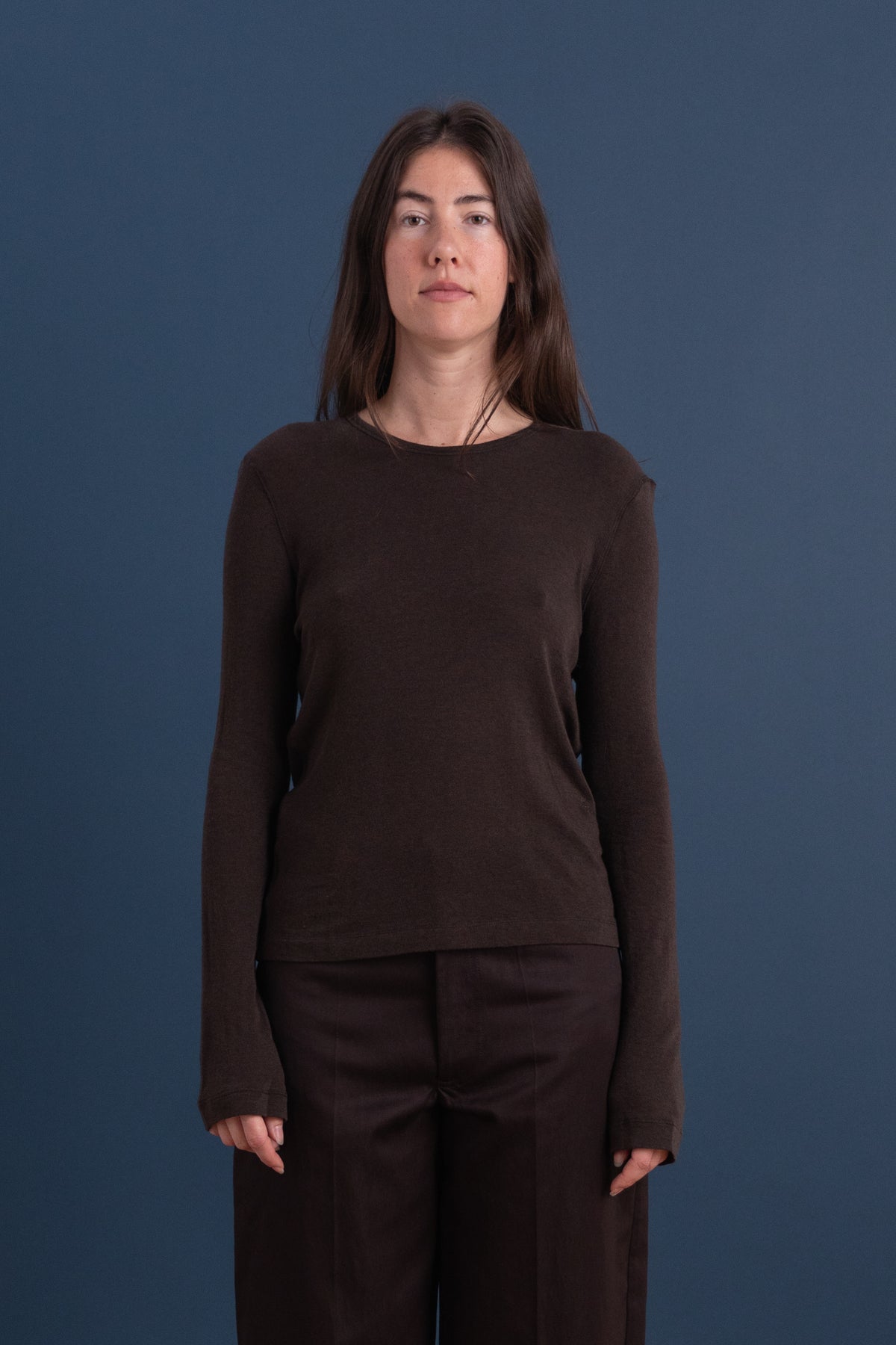 WOOL TENCEL CREWNECK TOP