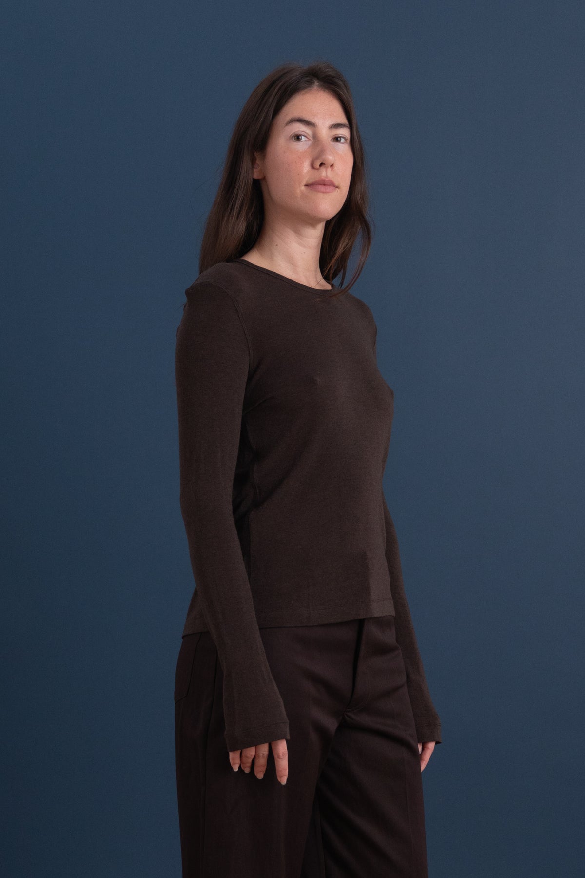 WOOL TENCEL CREWNECK TOP