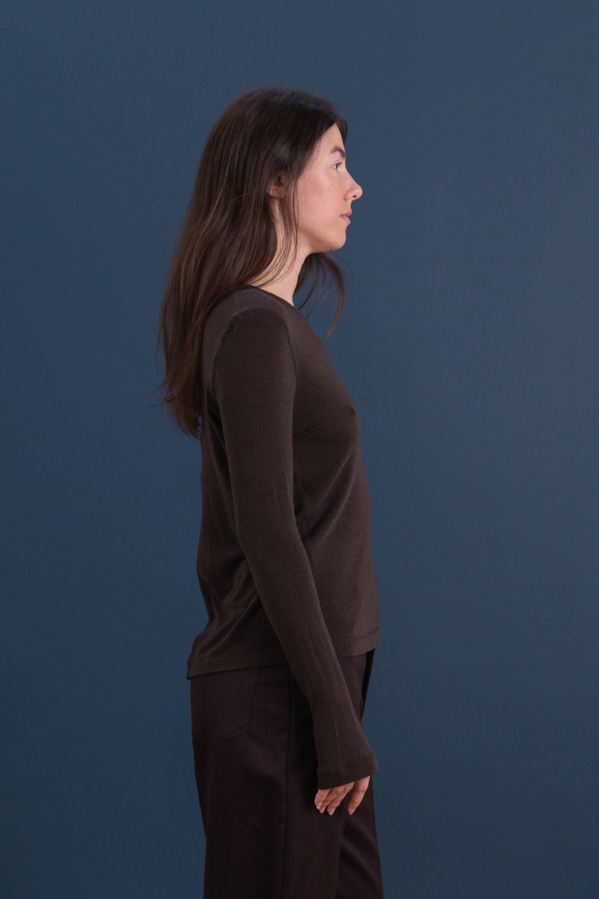 WOOL TENCEL CREWNECK TOP