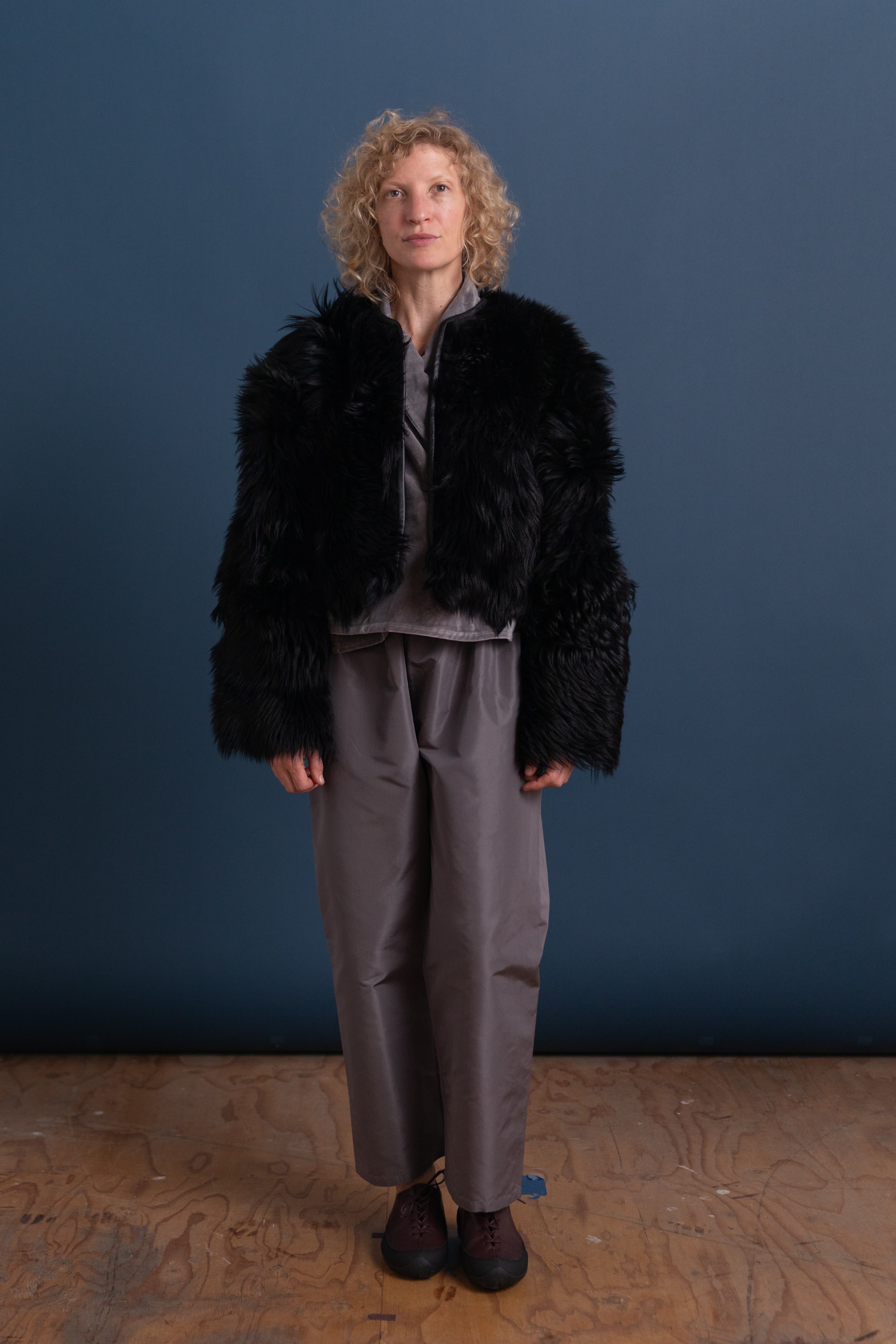 RAINER JACKET IN BLACK SHAGGY SHEEPSKIN