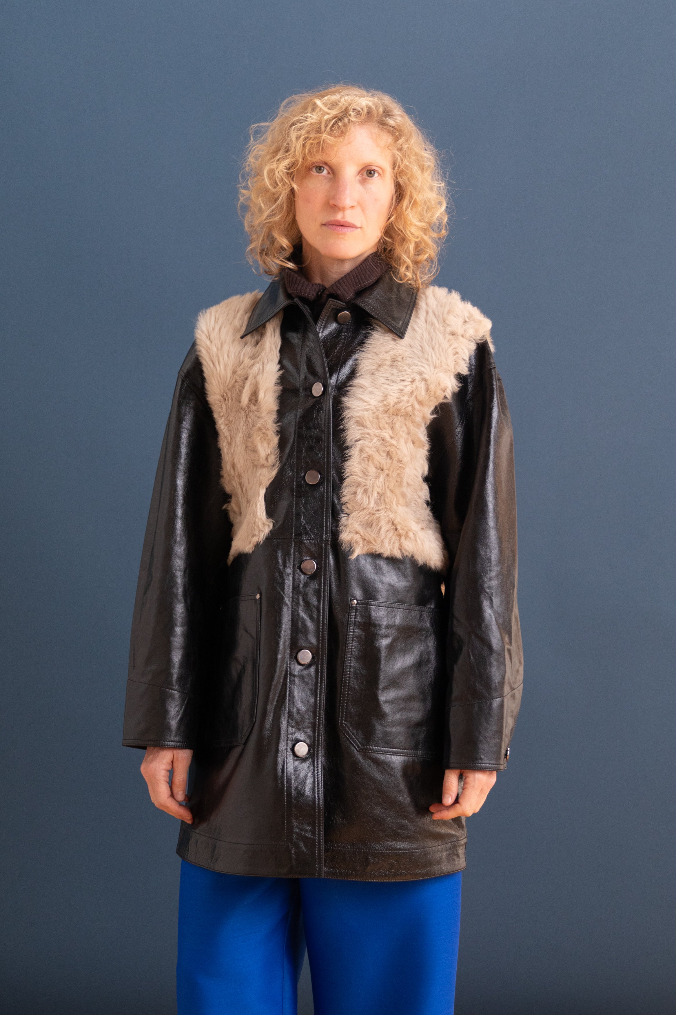 UNLINED CHORE COAT IN OAT AND BLACK