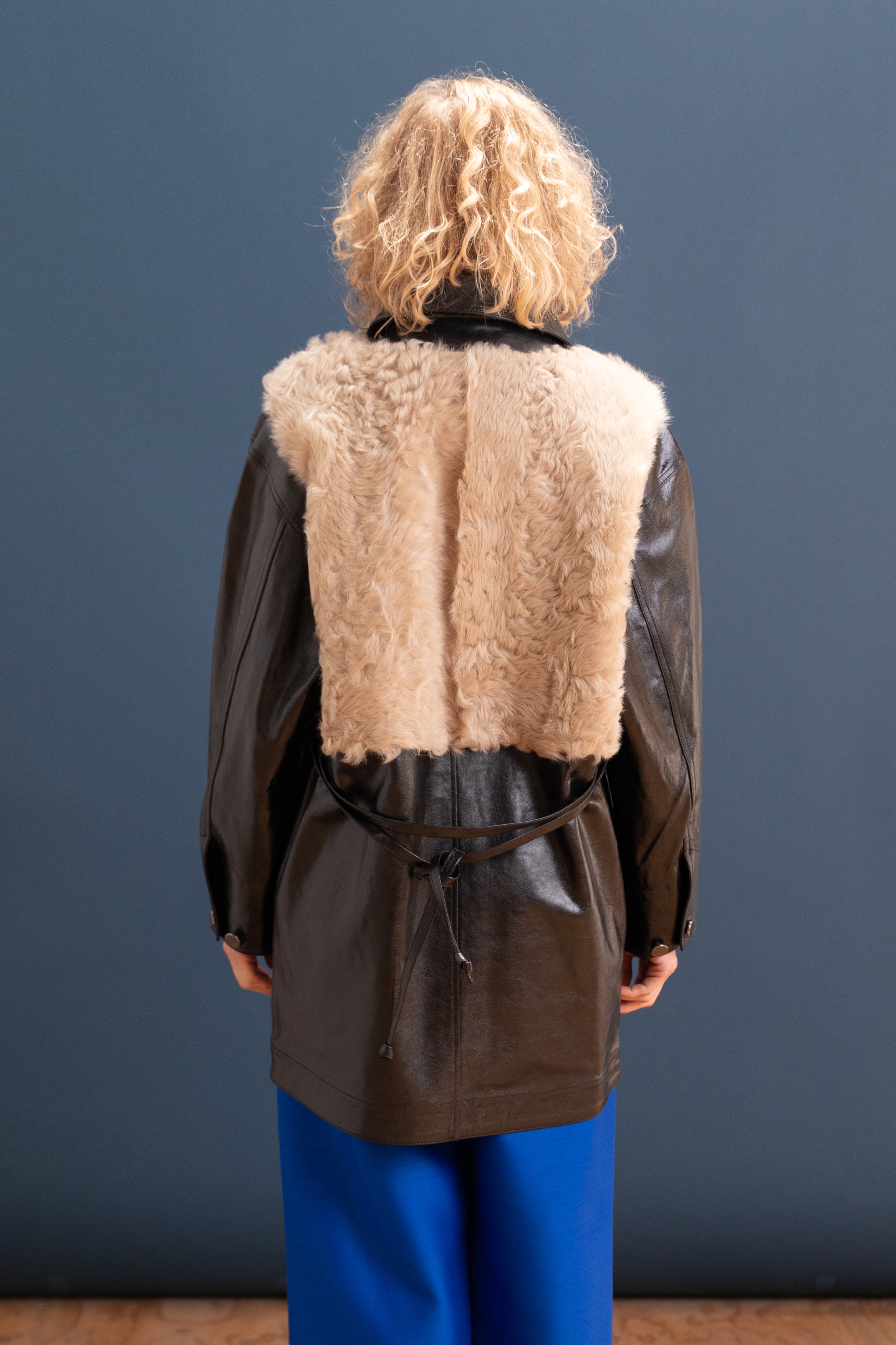 UNLINED CHORE COAT IN OAT AND BLACK