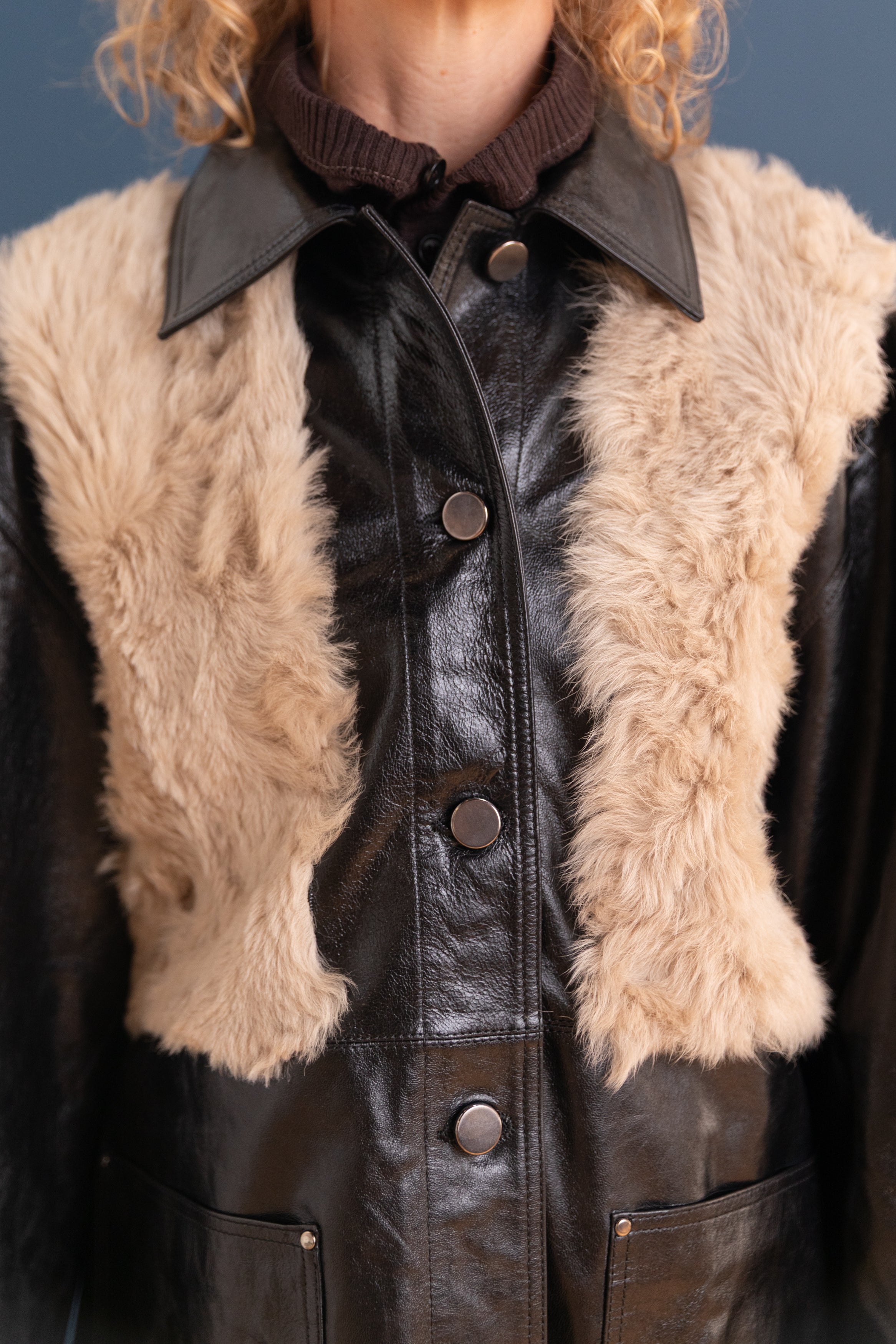 UNLINED CHORE COAT IN OAT AND BLACK
