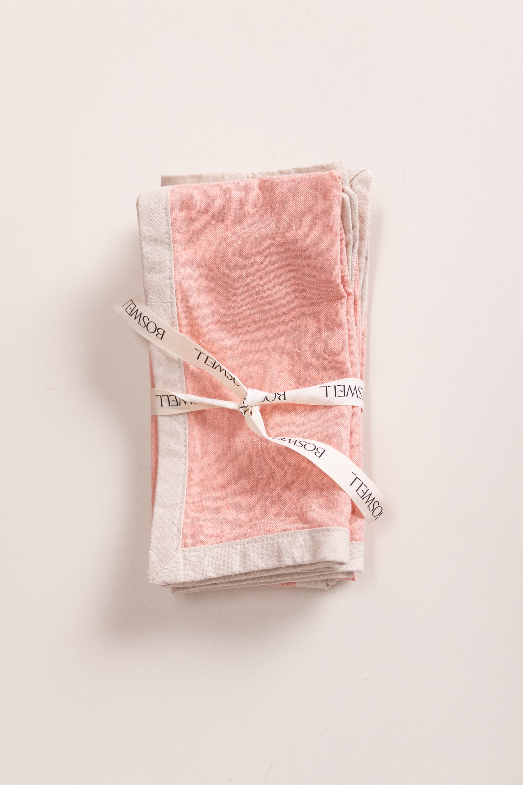 EDGED COCKTAIL NAPKINS IN CORAL LINEN - SET OF TWO