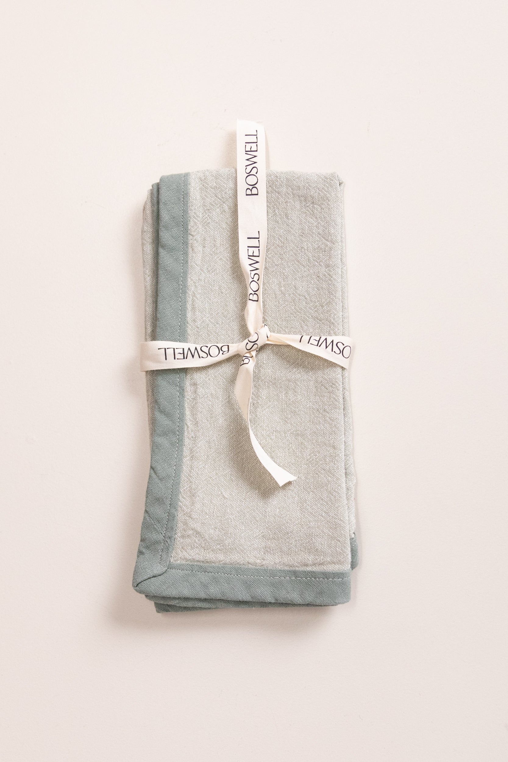 EDGED NAPKINS IN MOSS LINEN - SET OF TWO