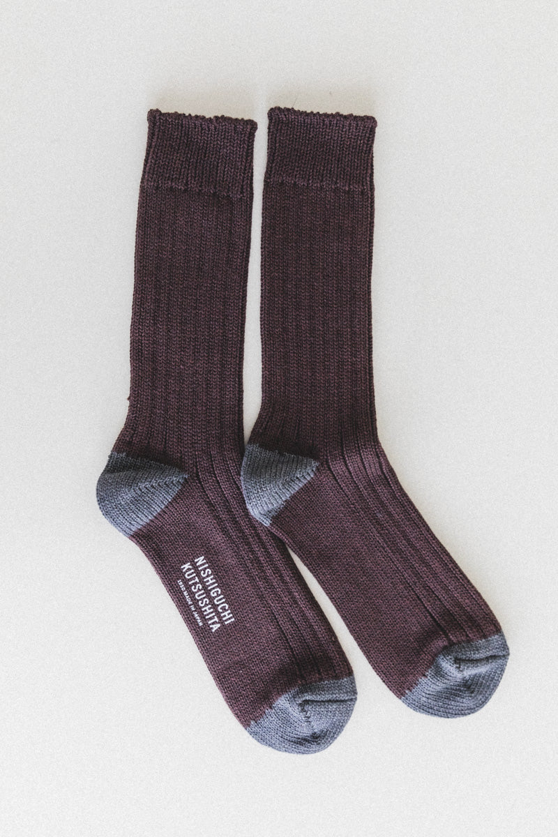 LUXURIOUS COTTON RIBBED SOCKS IN BROWN