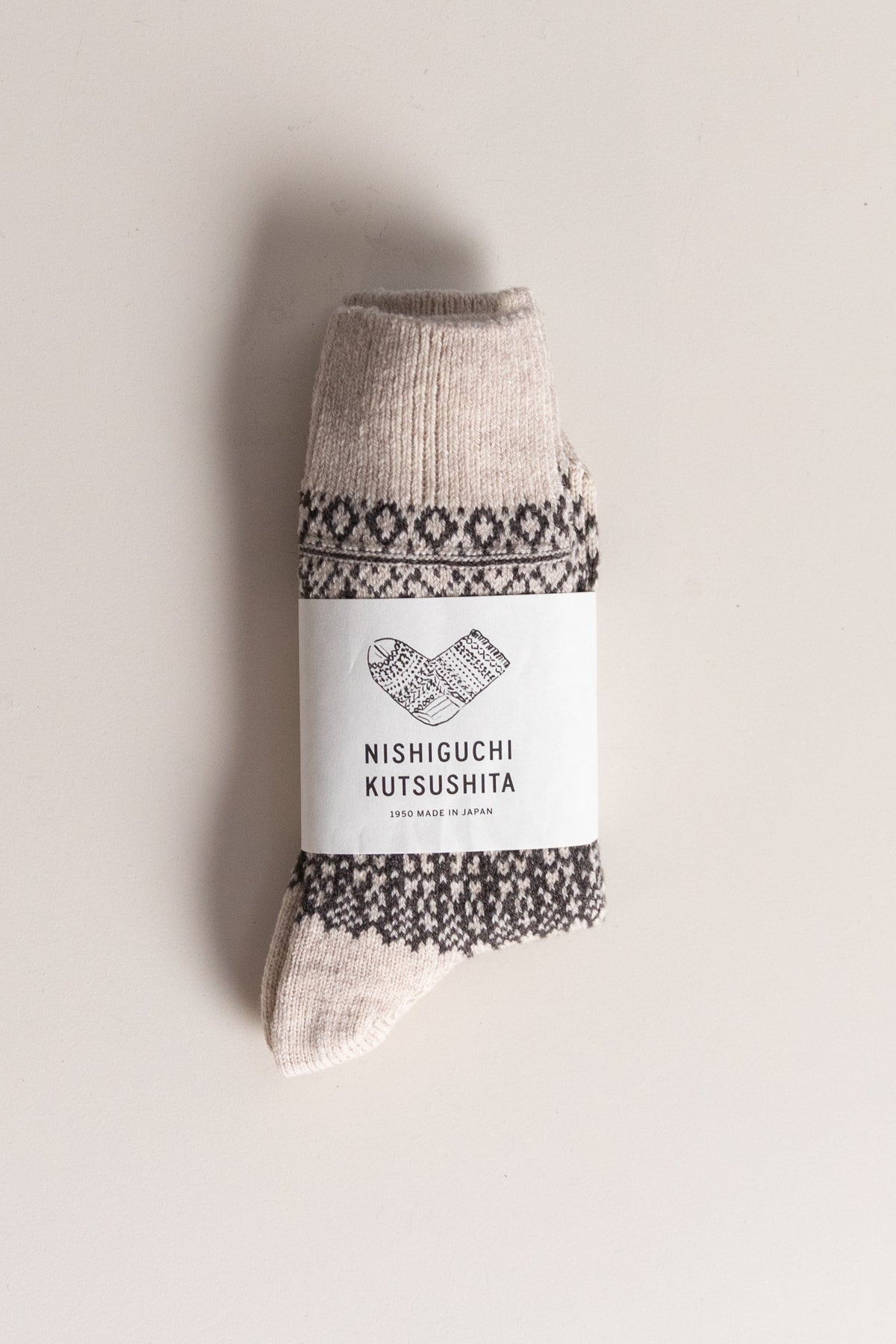 WOOL JACQUARD SOCKS IN OATMEAL
