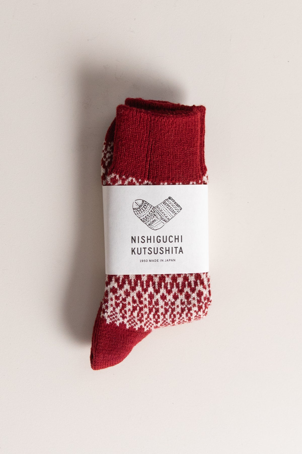WOOL JACQUARD SOCKS IN WINE