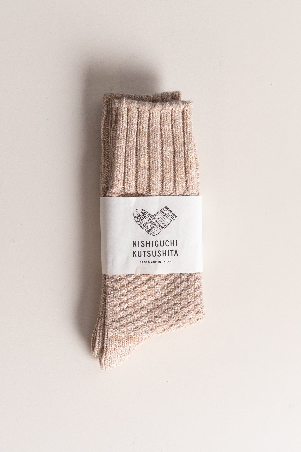WOOL COTTON BOOT SOCKS IN BEACH STONE