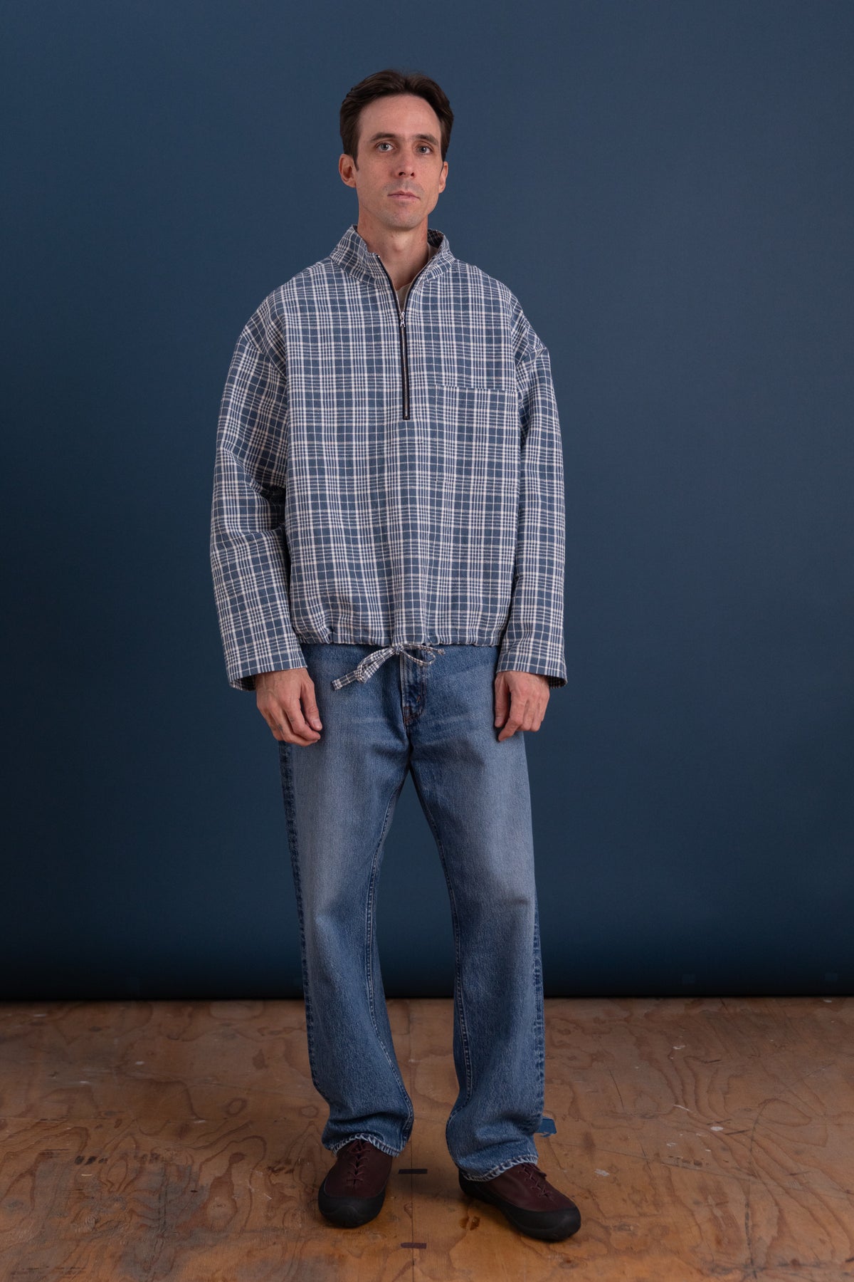 CRANE PULLOVER IN COTTON/SILK PLAID