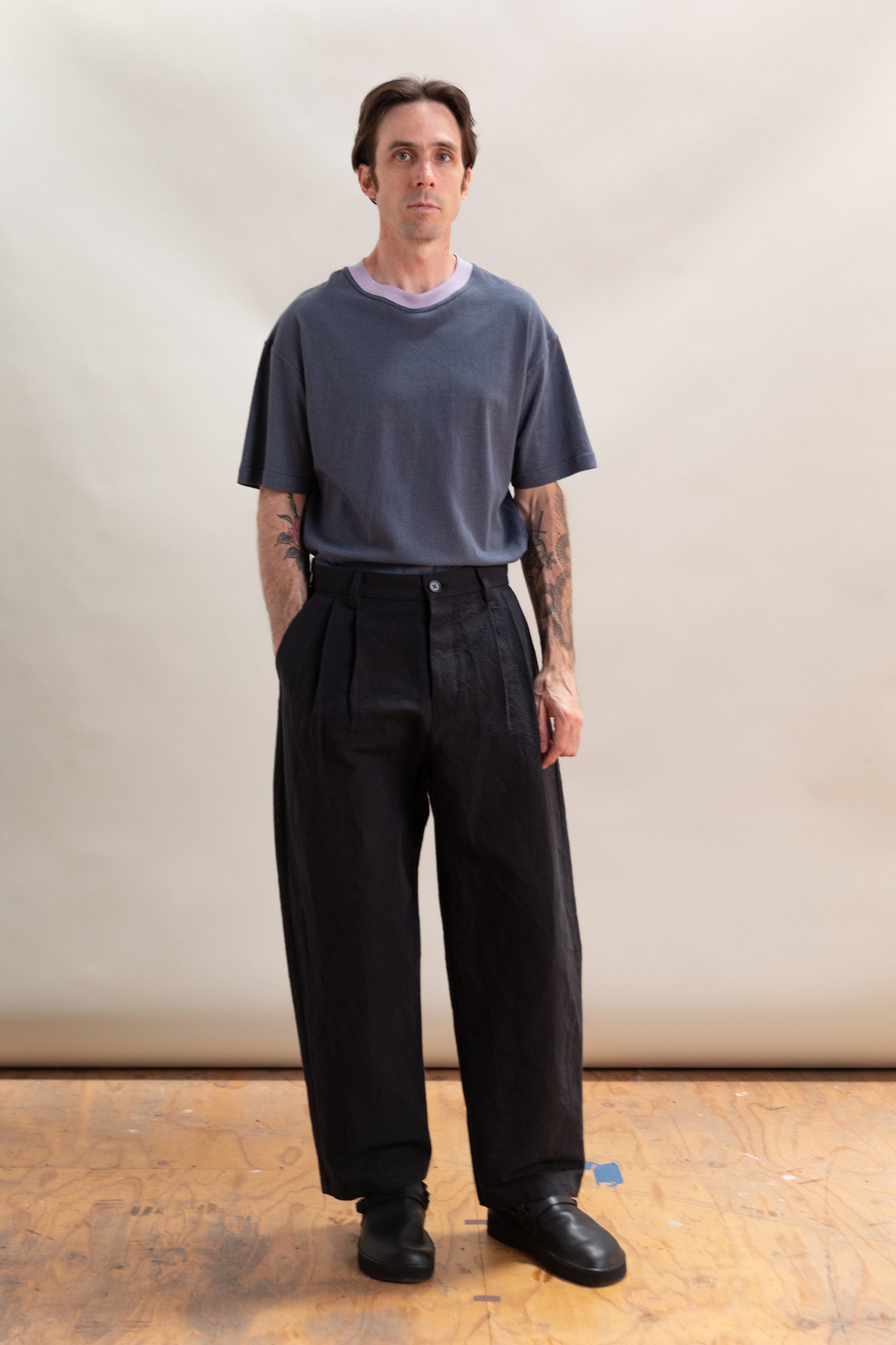 DRESS PANTS IN LINEN/COTTON BUFF