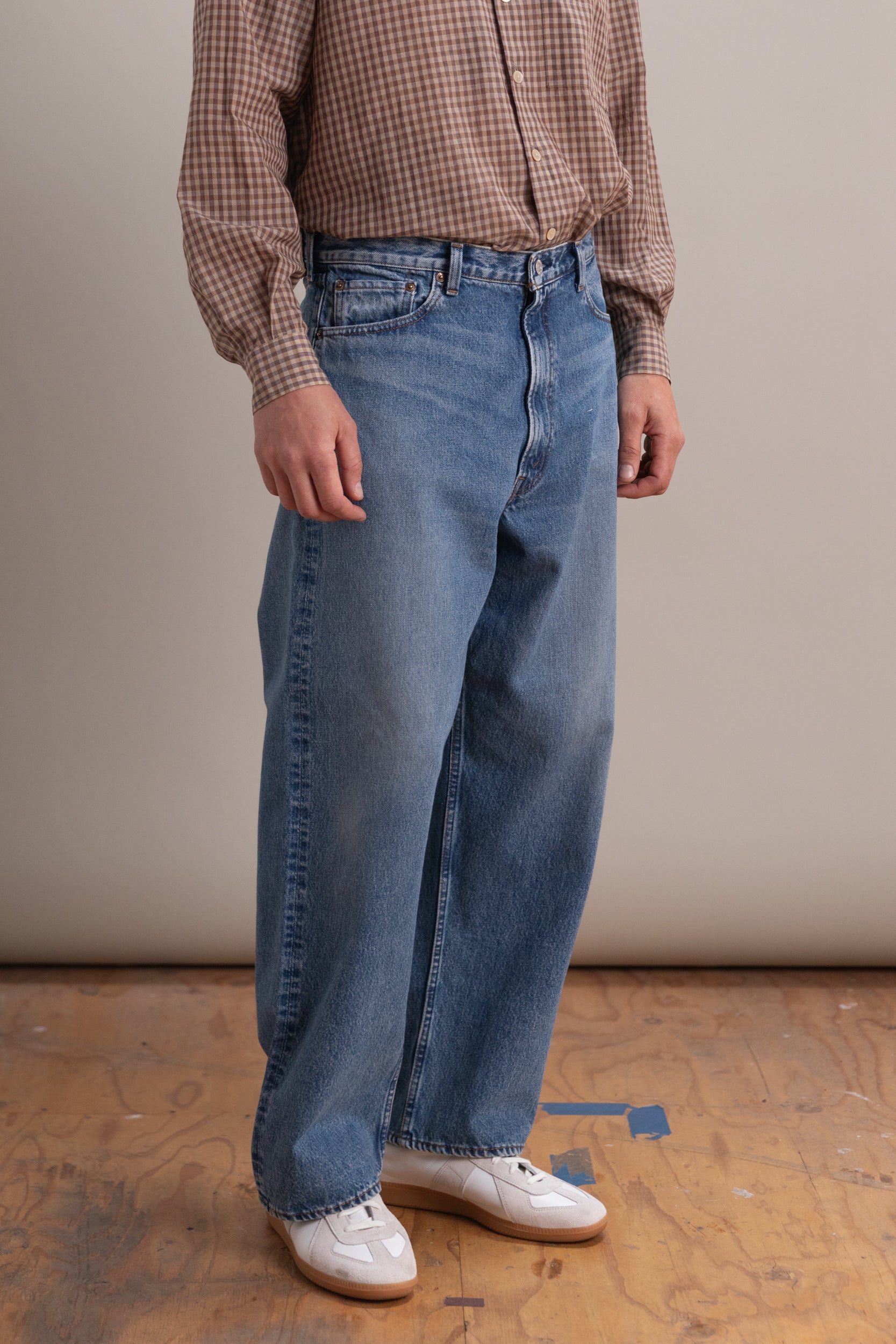 100 SUPER DAD'S DENIM PANTS IN USED WASH
