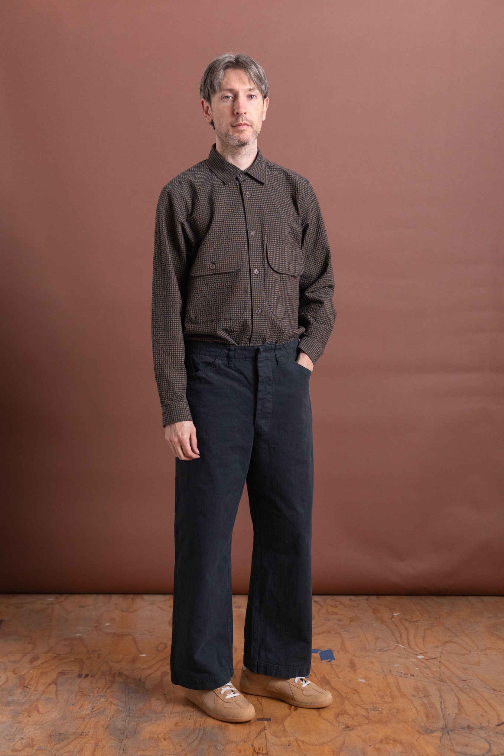 USMC HERRINGBONE WIDE FIT UTILITY TROUSERS IN BLACK