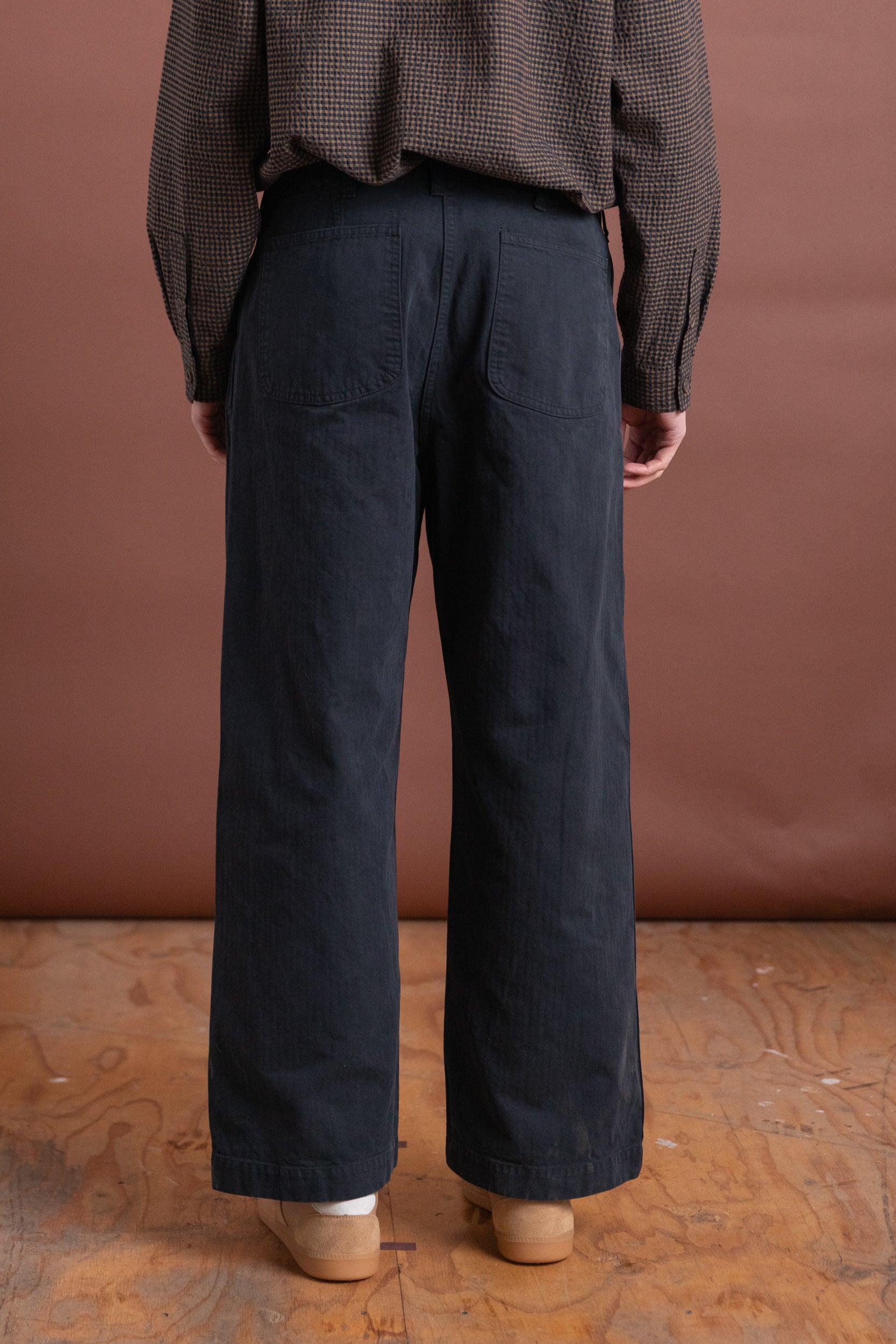 USMC HERRINGBONE WIDE FIT UTILITY TROUSERS IN BLACK