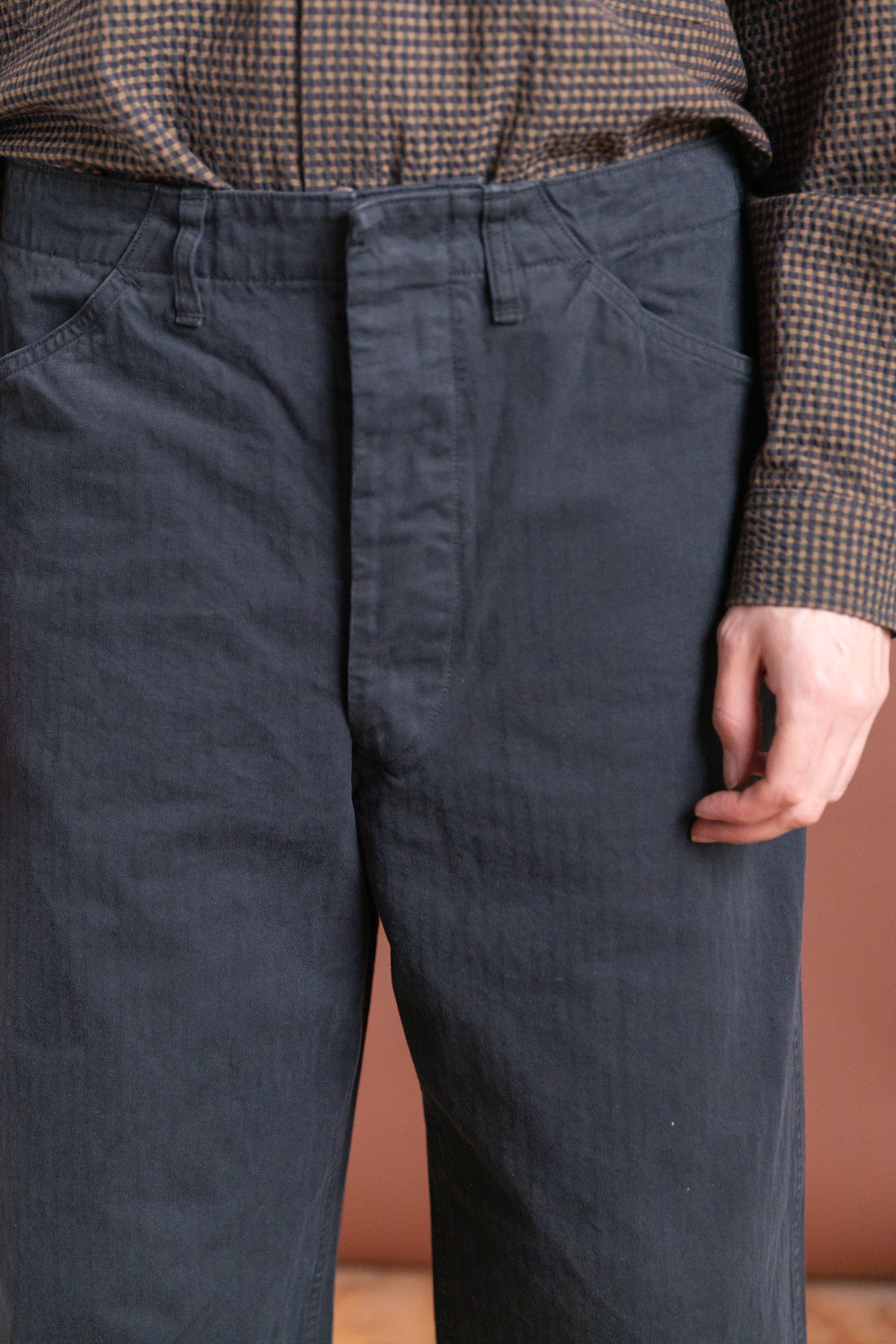 USMC HERRINGBONE WIDE FIT UTILITY TROUSERS IN BLACK