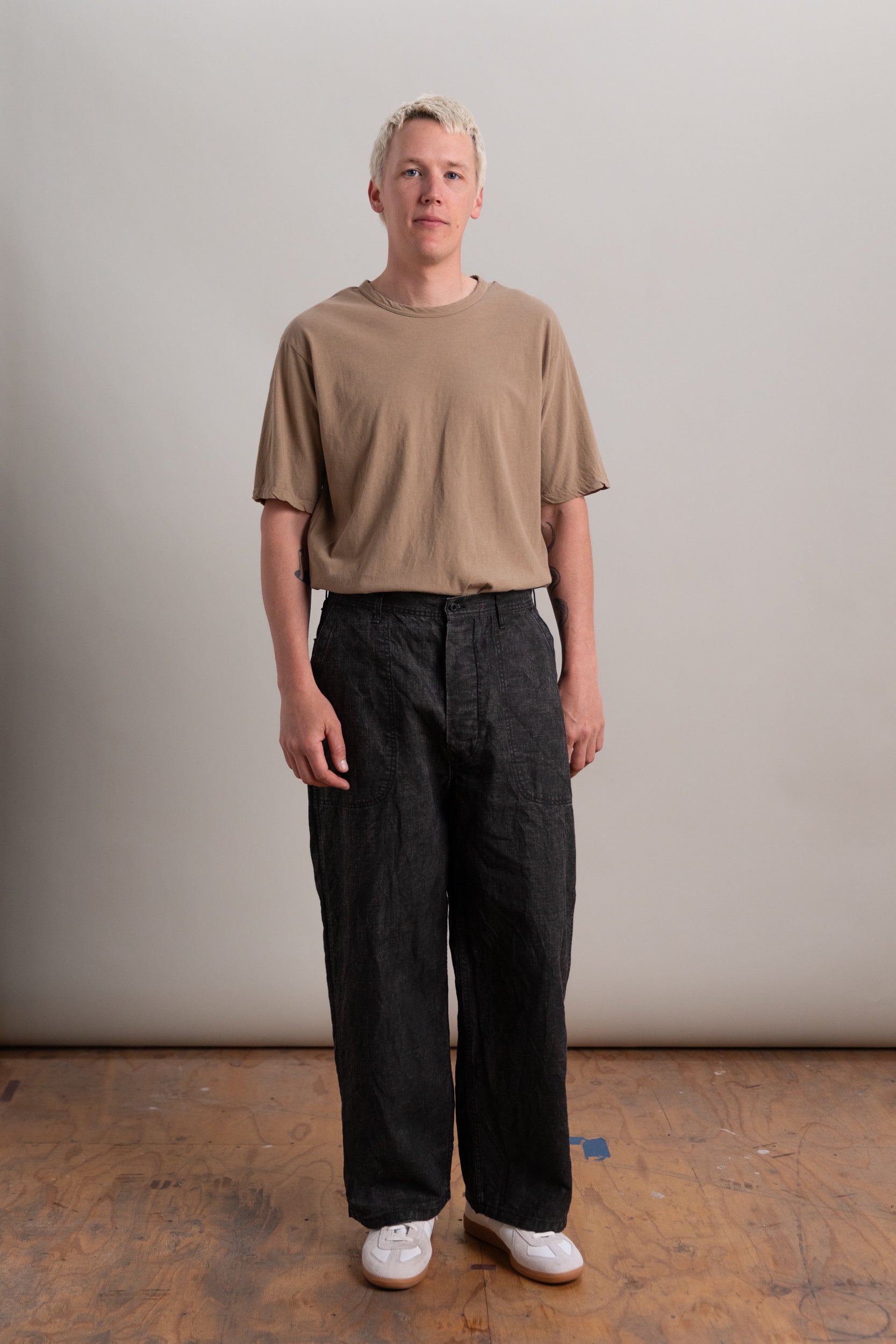 Orslow linen sumi ink 1940s trousers and top