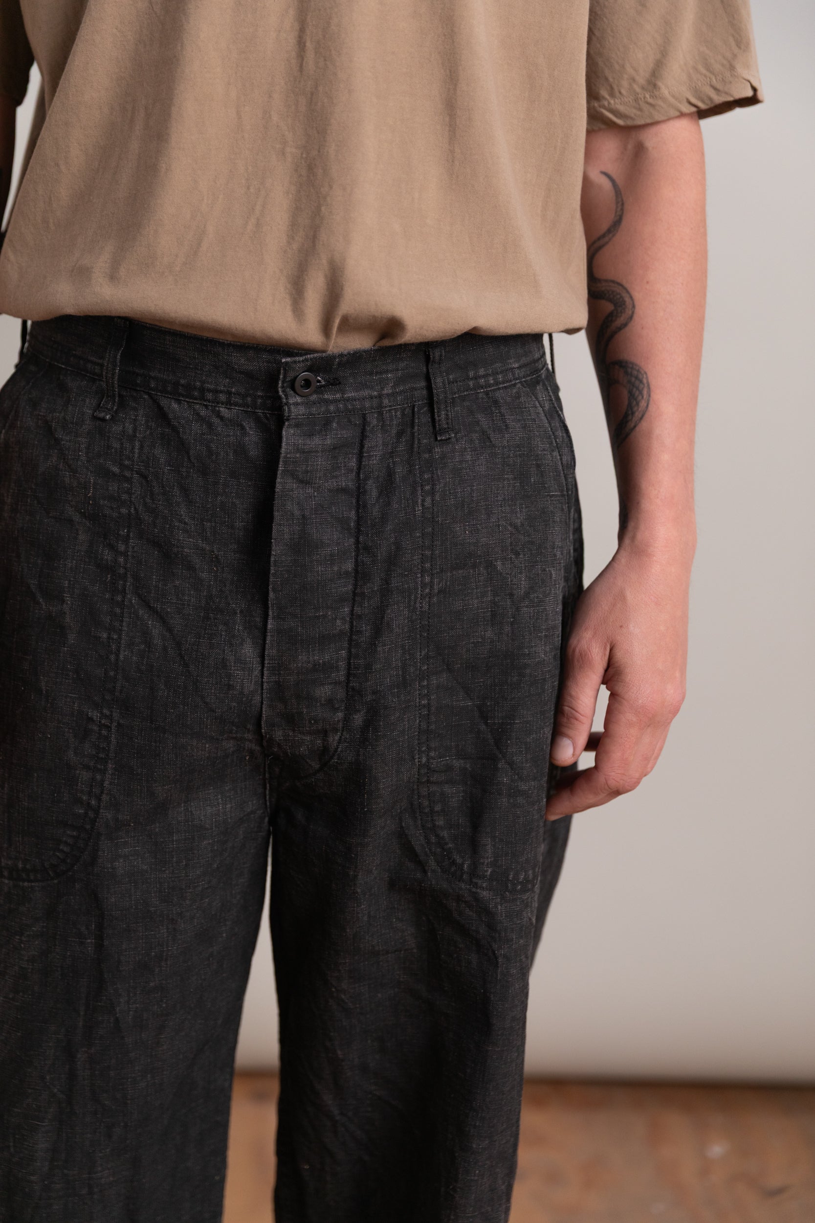 WWⅡ 40'S U.S NAVY SUMI COATED LINEN UTILITY TROUSERS