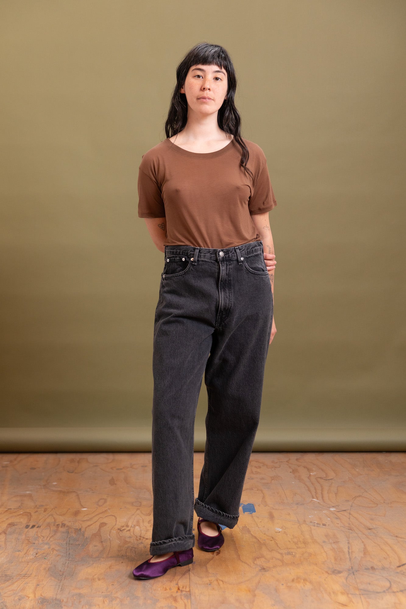 100 SUPER DAD'S DENIM PANTS IN BLACK DENIM STONE WASH