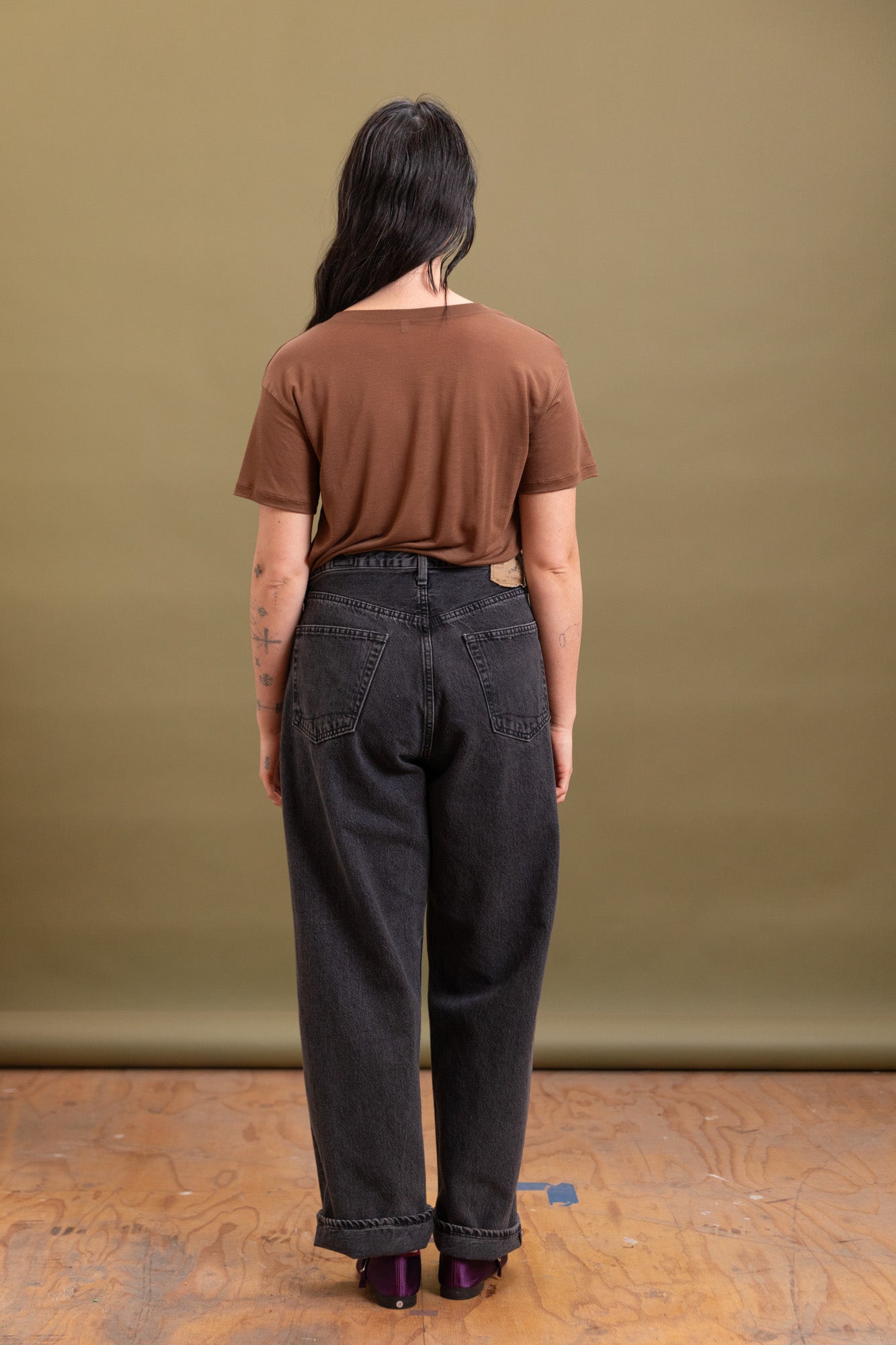 100 SUPER DAD'S DENIM PANTS IN BLACK DENIM STONE WASH