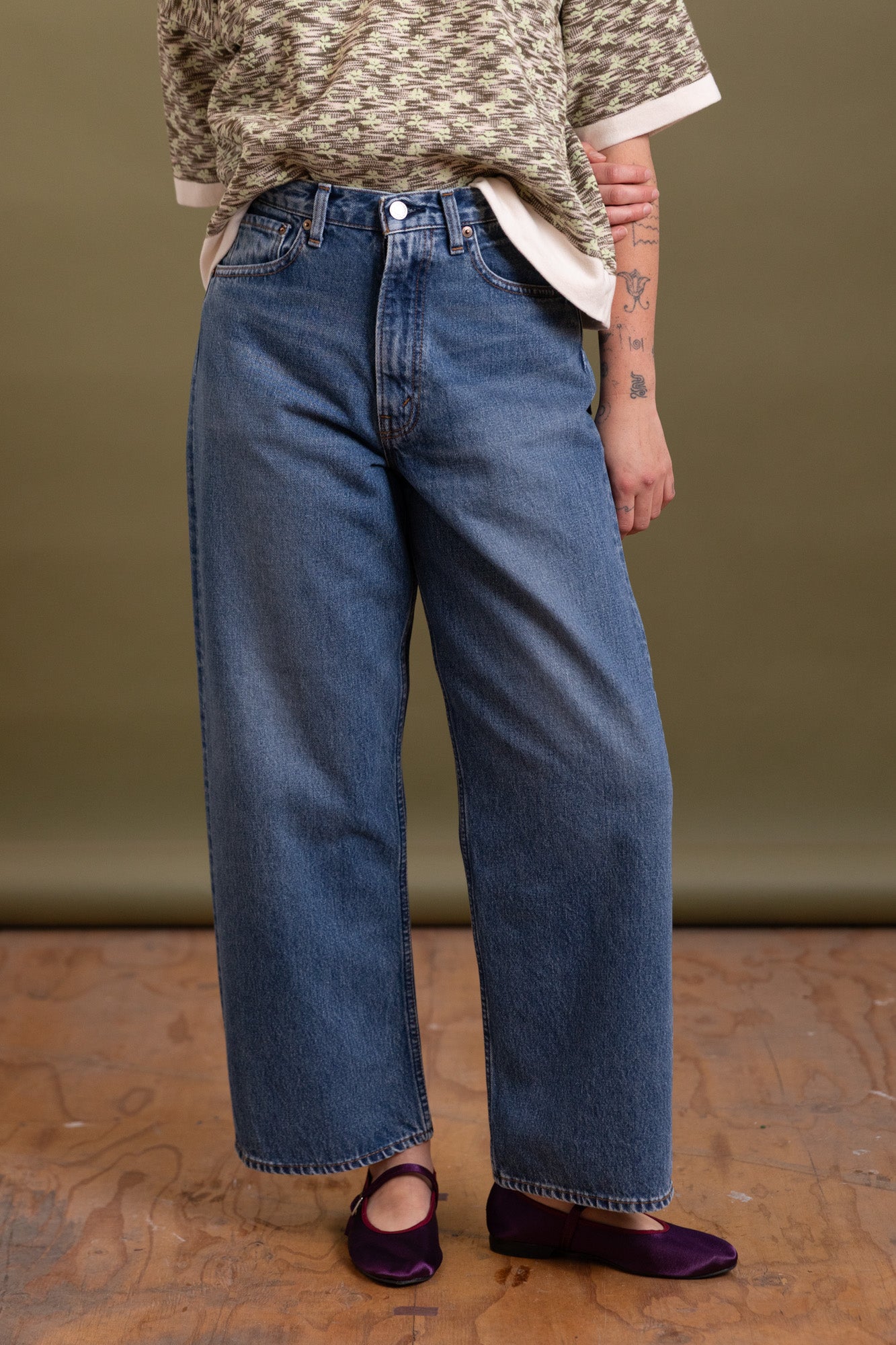 100 SUPER DAD'S DENIM PANTS IN USED WASH