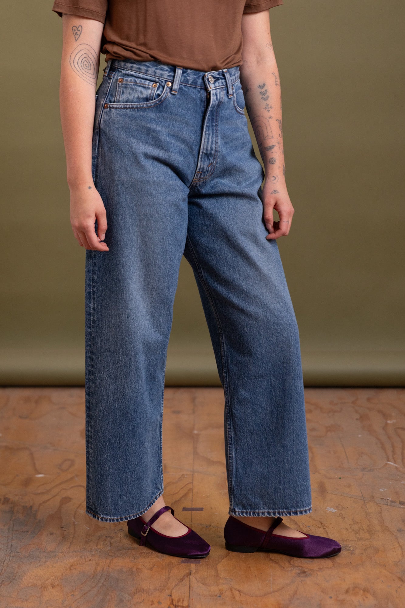 100 SUPER DAD'S DENIM PANTS IN USED WASH