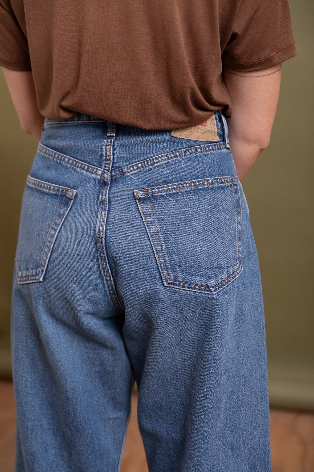 100 SUPER DAD'S DENIM PANTS IN USED WASH